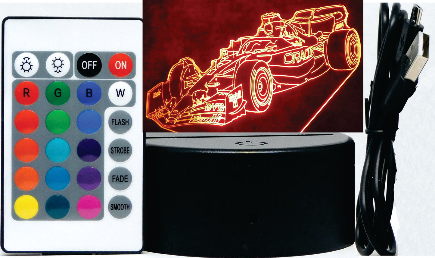 Oracle Red Bull F-1 Race Car 3-D Optical Illusion Multicolored Light