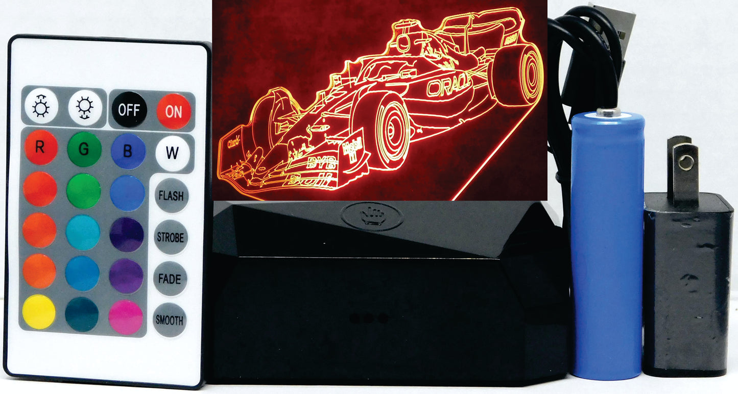 Oracle Red Bull F-1 Race Car 3-D Optical Illusion Multicolored Light