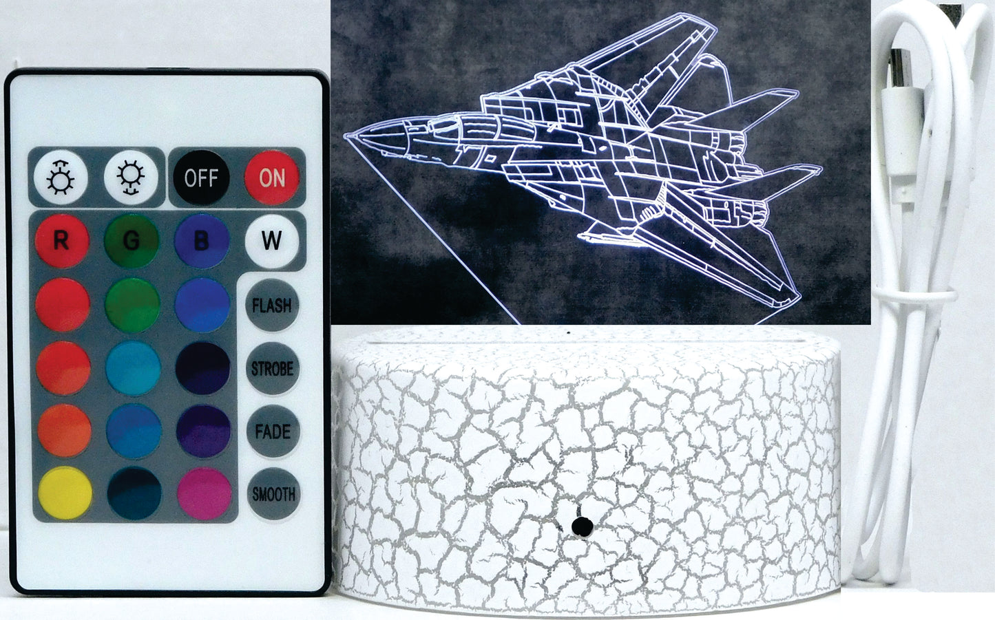 F-14 Tomcat Fighter Jet 3-D Optical Illusion Multicolored LED Lamp