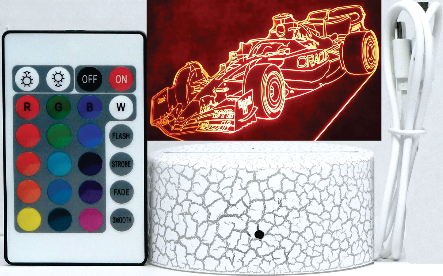 Oracle Red Bull F-1 Race Car 3-D Optical Illusion Multicolored Light