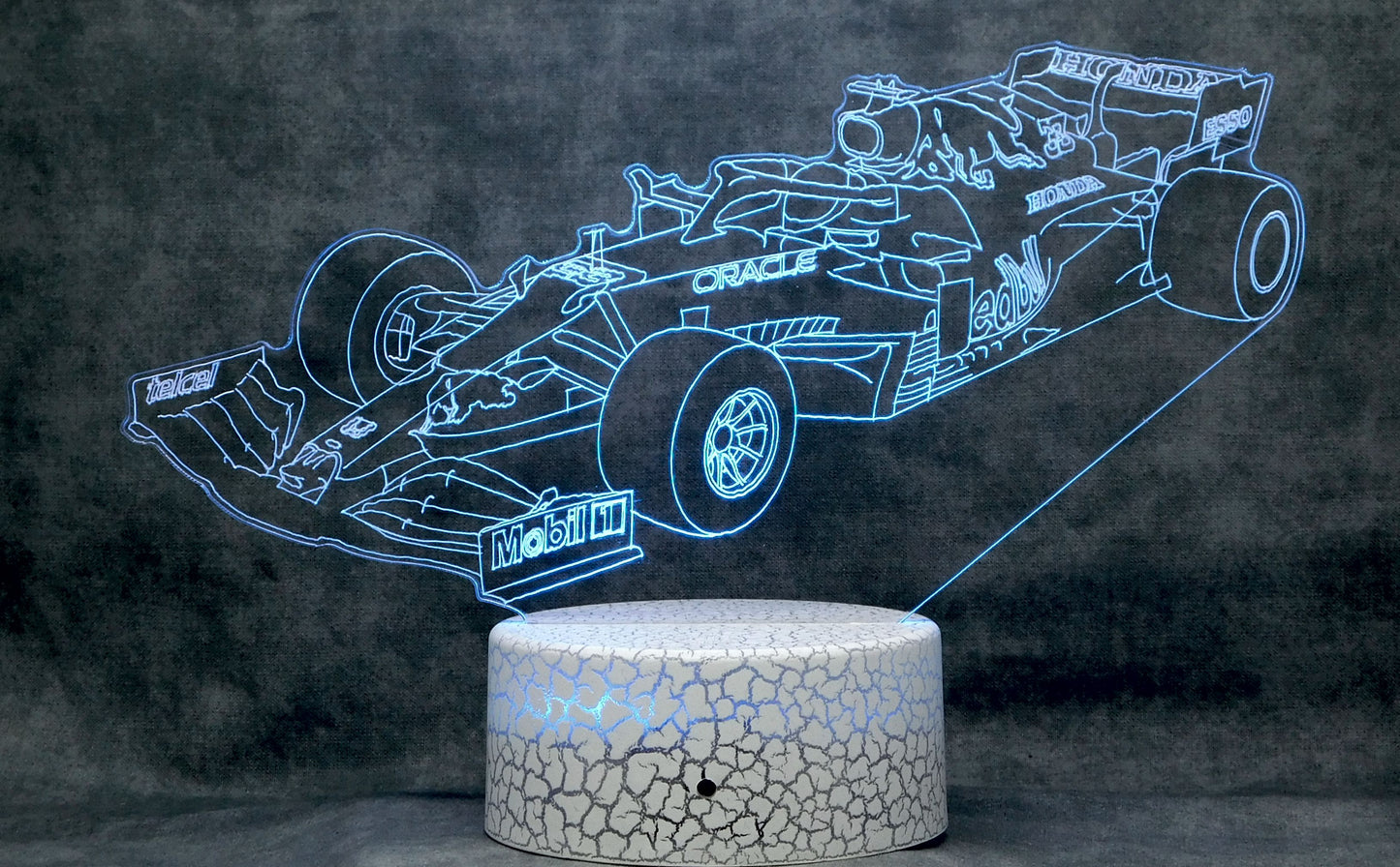 Red Bull F-1 Race Car 3-D Optical Illusion Multicolored Light