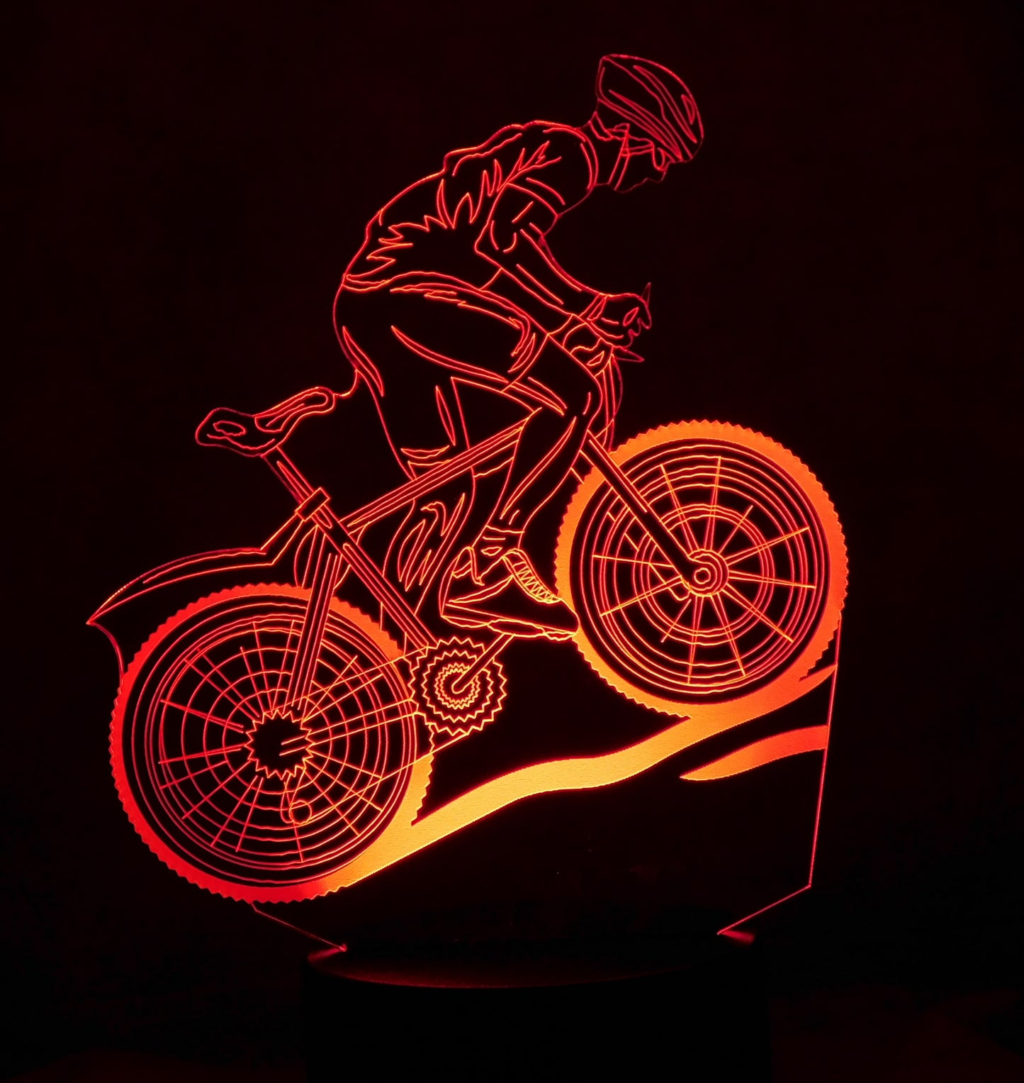 Bicycle Rider 3-D Optical Illusion Multicolored Light