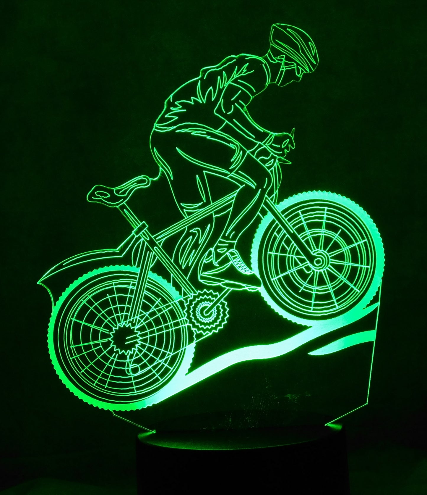Bicycle Rider 3-D Optical Illusion Multicolored Light
