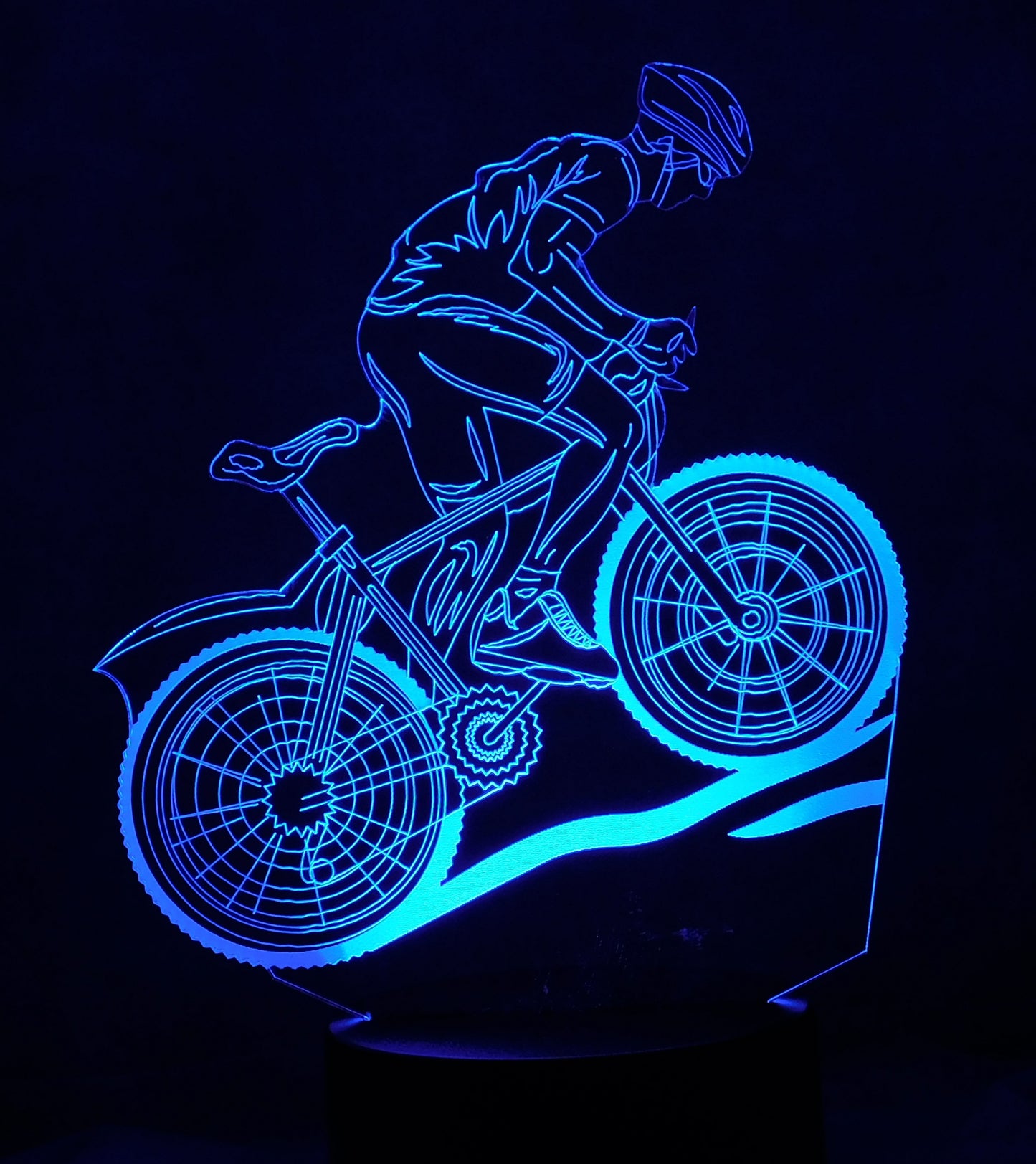 Bicycle Rider 3-D Optical Illusion Multicolored Light