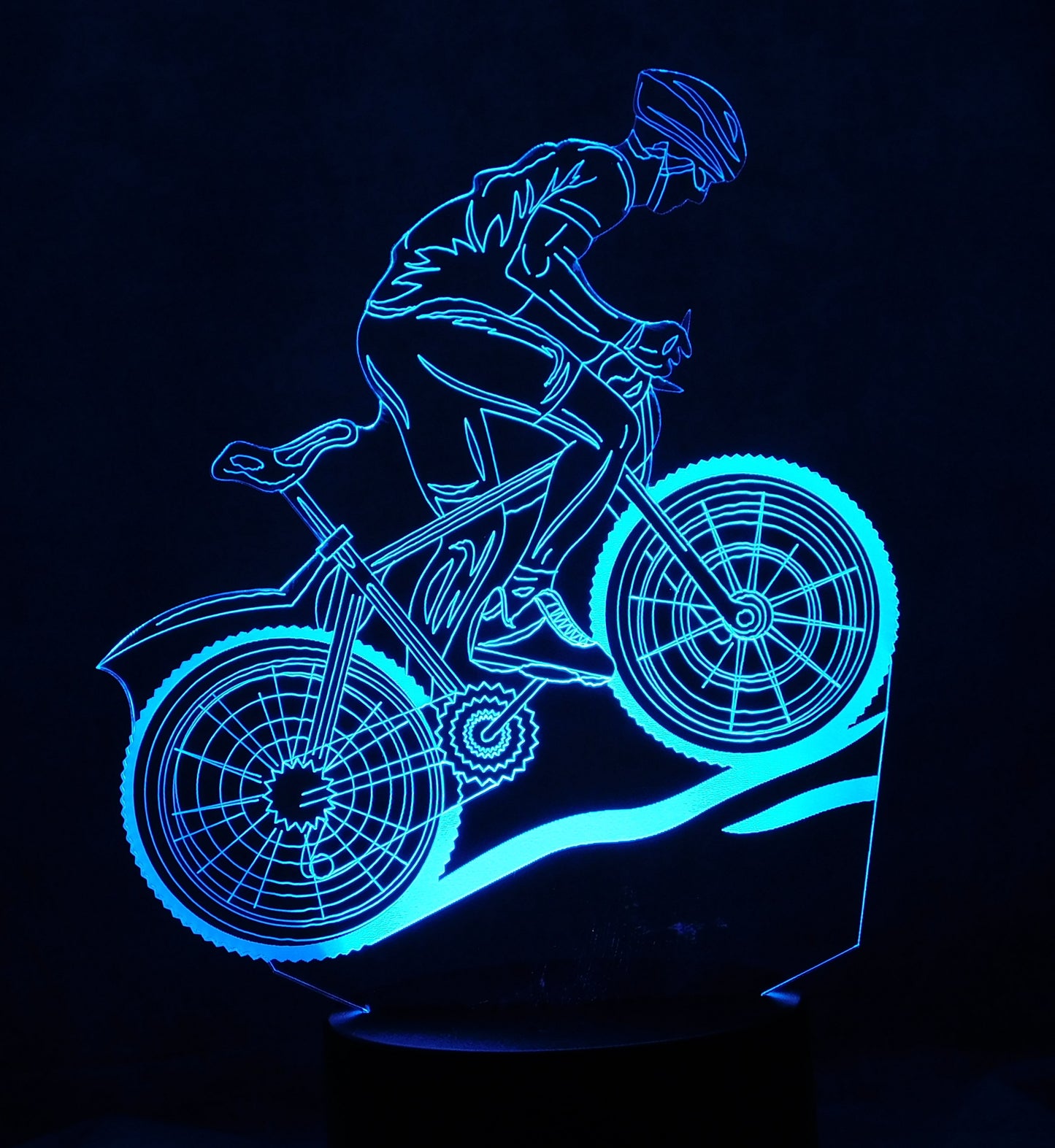 Bicycle Rider 3-D Optical Illusion Multicolored Light