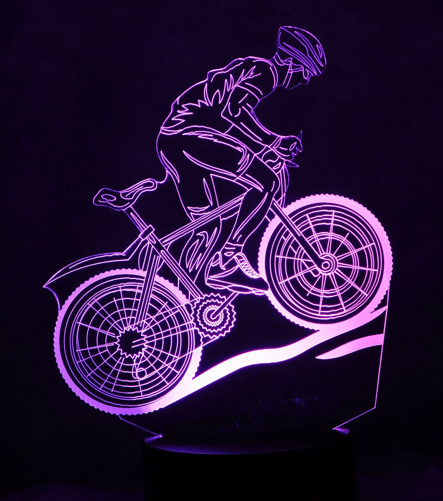 Bicycle Rider 3-D Optical Illusion Multicolored Light