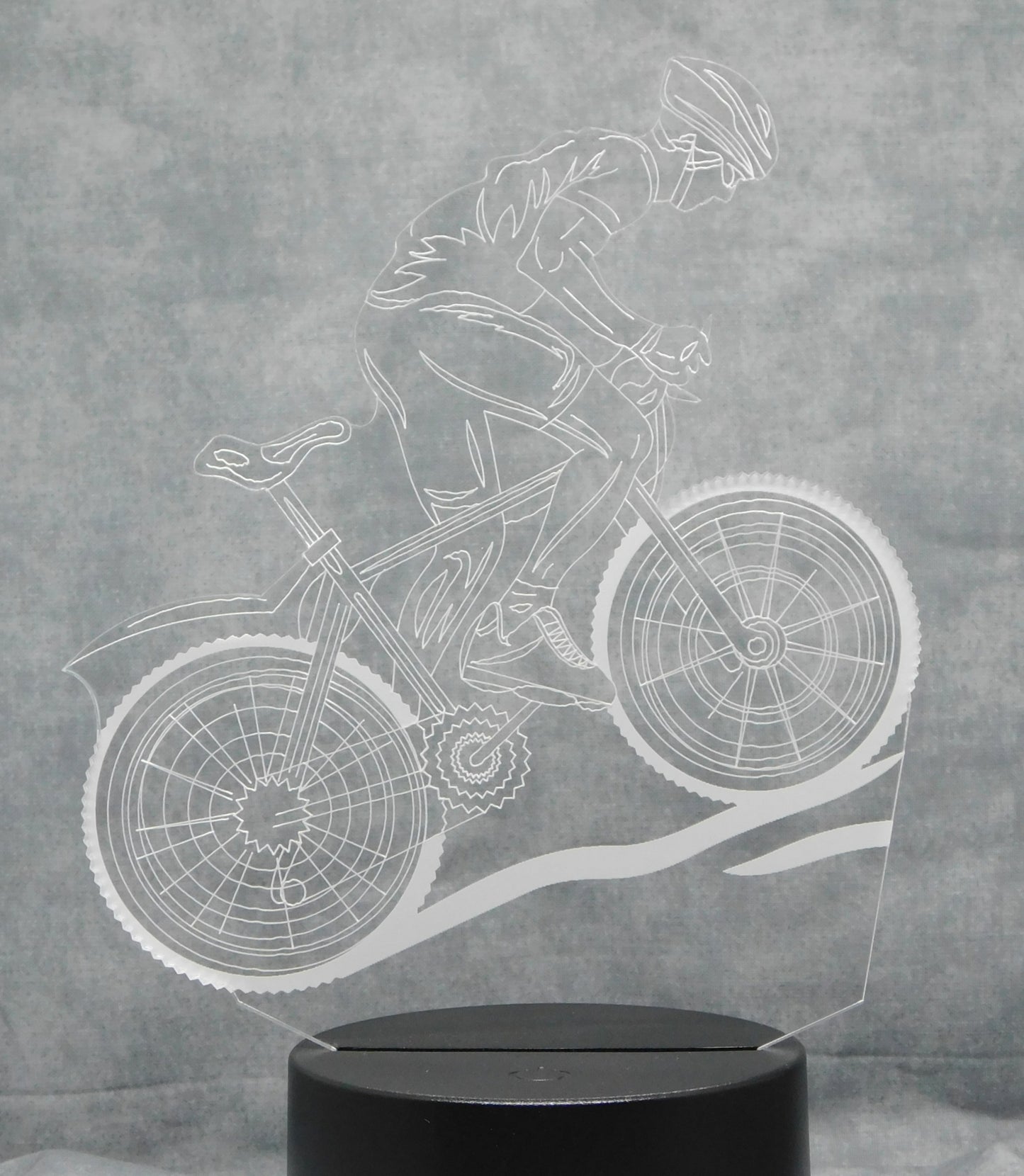 Bicycle Rider 3-D Optical Illusion Multicolored Light