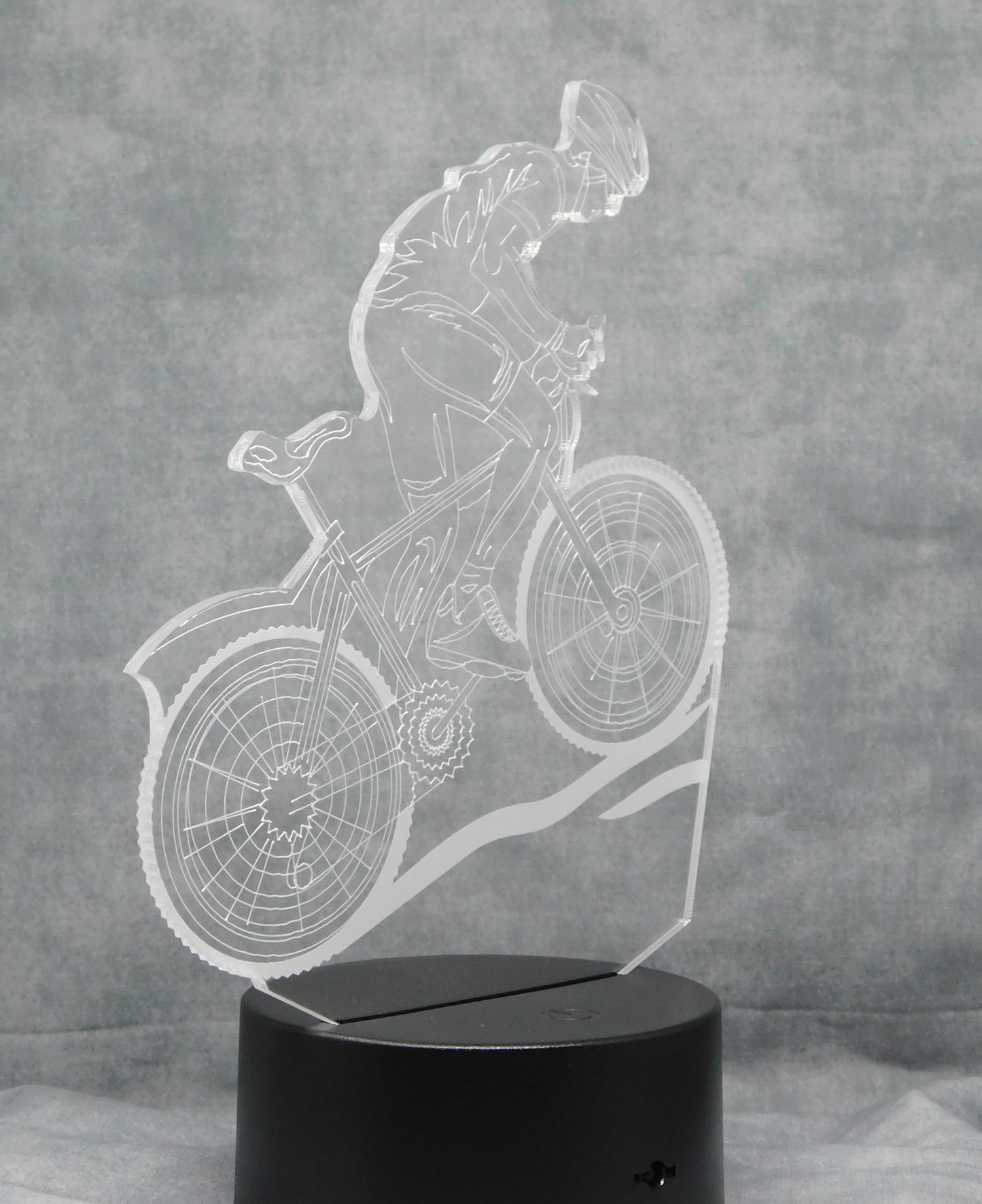 Bicycle Rider 3-D Optical Illusion Multicolored Light