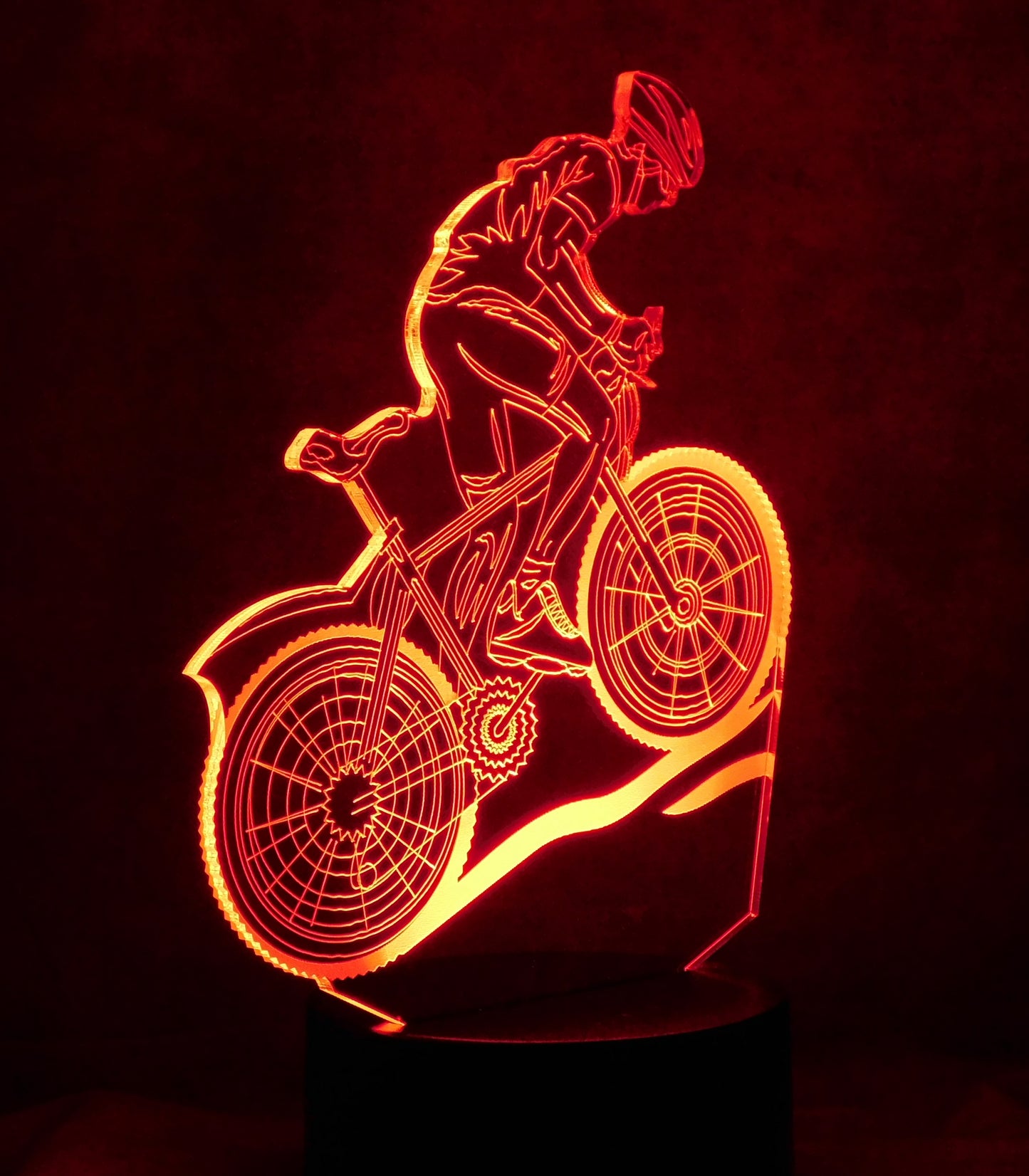 Bicycle Rider 3-D Optical Illusion Multicolored Light