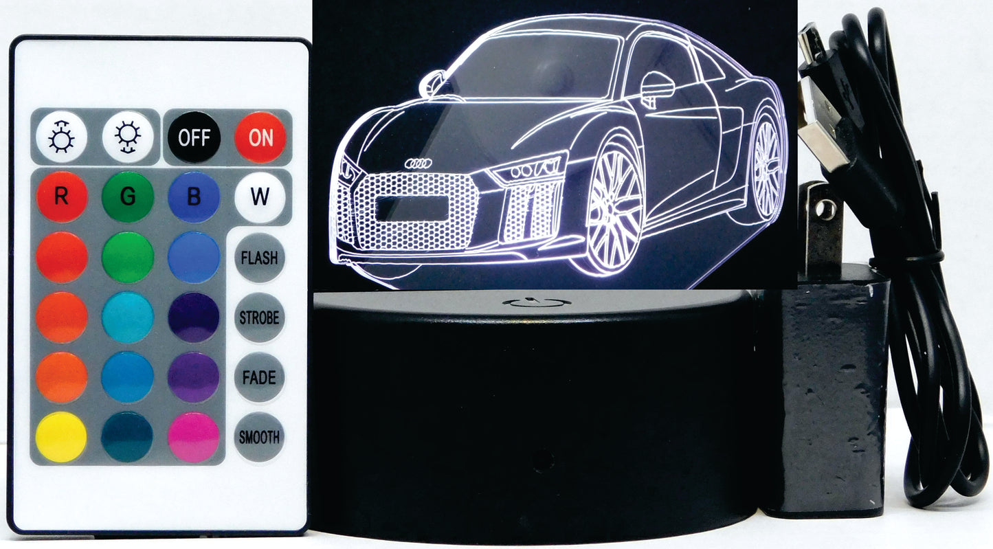 Audi R8 3-D Optical Illusion Multicolored Light