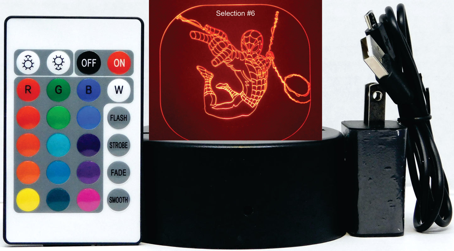 Spiderman Selection 3-D Optical Illusion Multicolored Lamp
