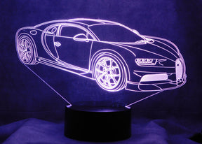 Bugatti Chiron 3-D Optical Illusion Multicolored Light