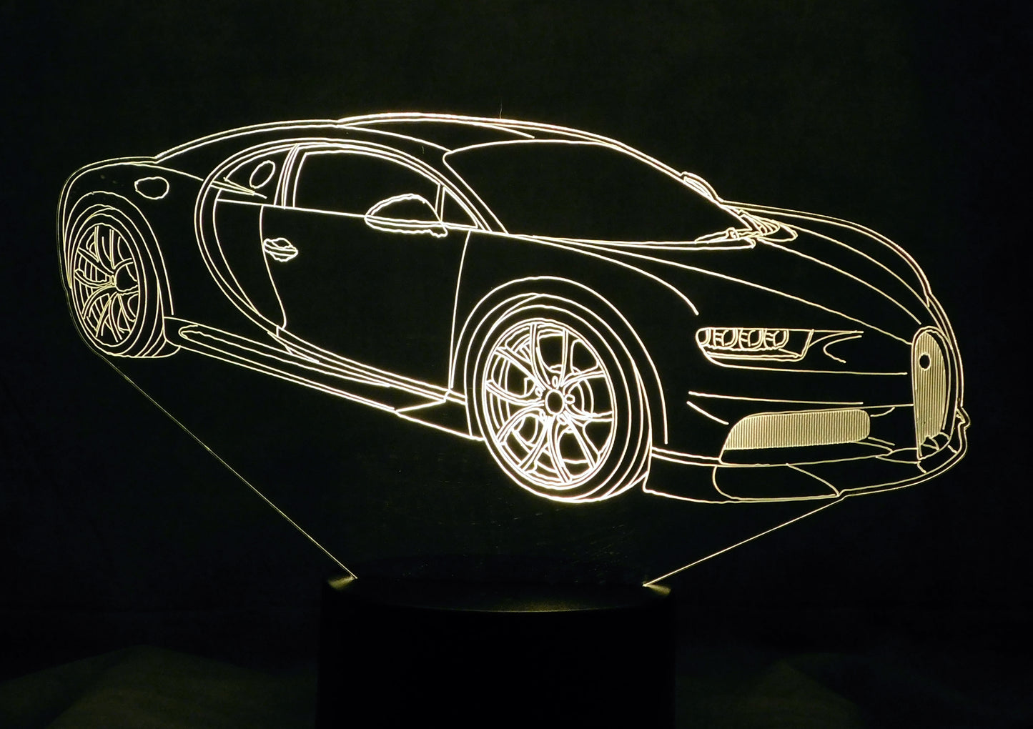 Bugatti Chiron 3-D Optical Illusion Multicolored Light