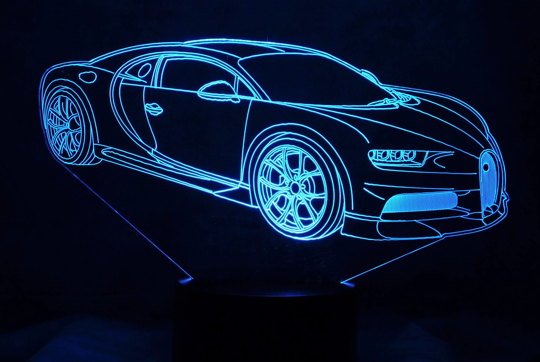 Bugatti Chiron 3-D Optical Illusion Multicolored Light