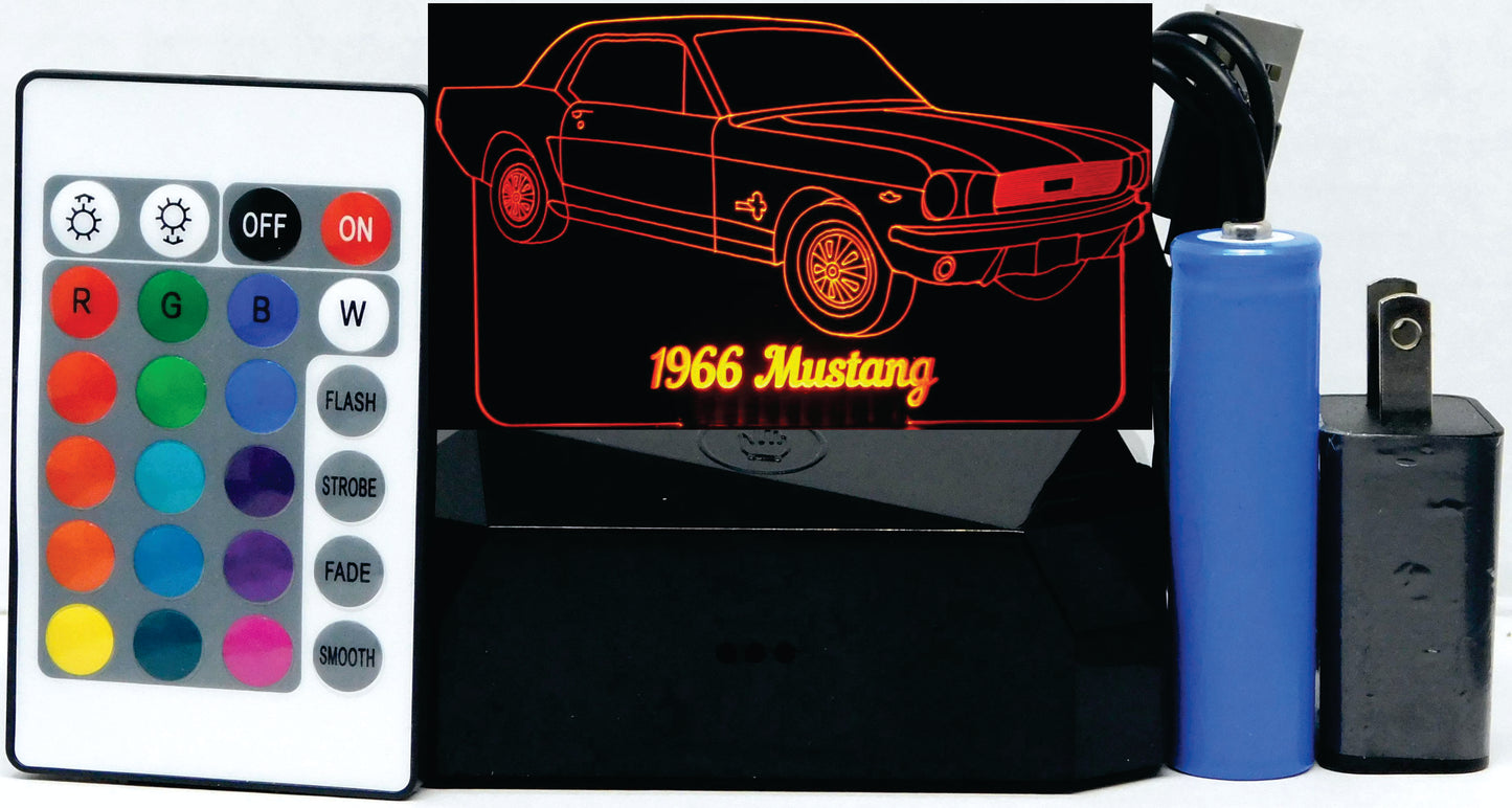 Mustang Coupe 1966 3-D Optical Illusion Multicolored Light