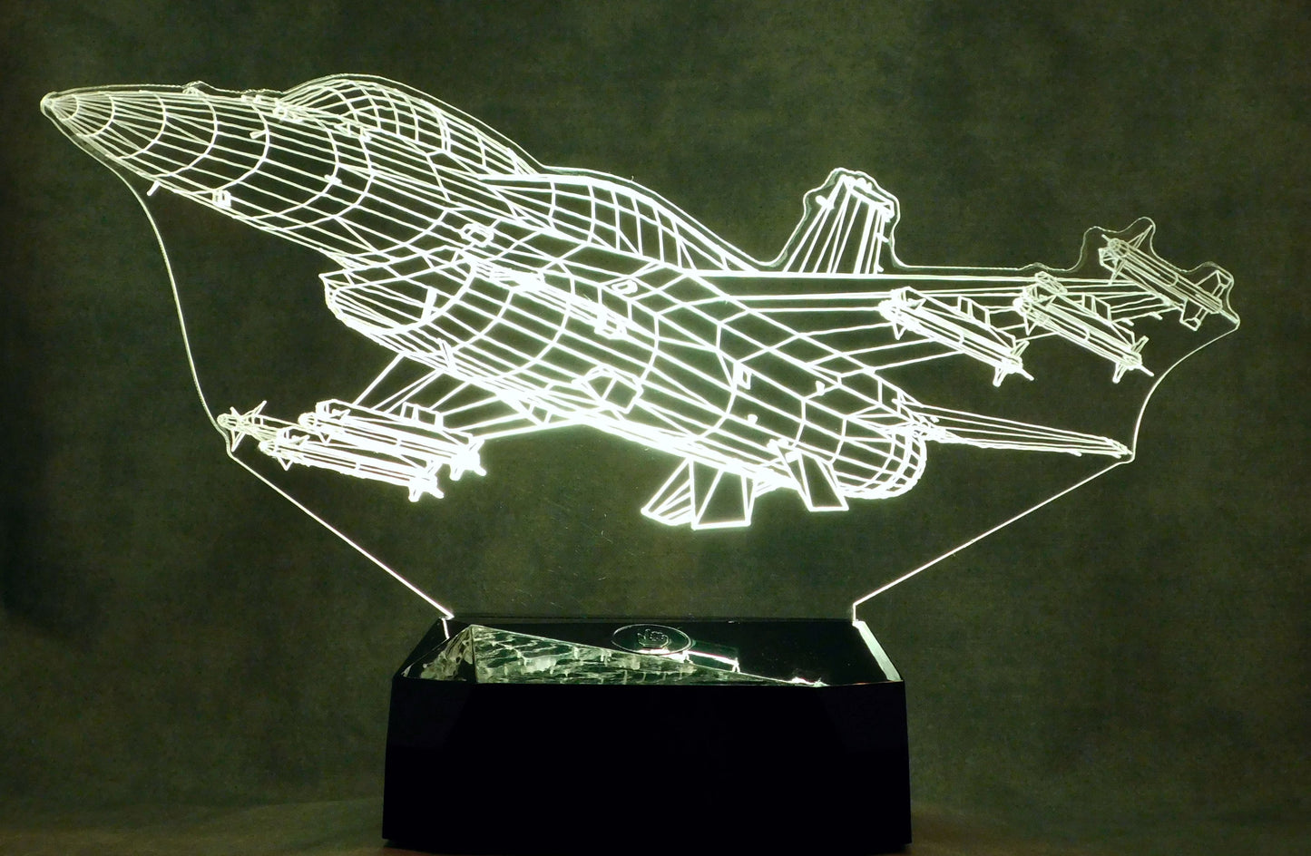 F-16 V2 Fighter Jet 3-D Optical Illusion Multicolored LED Lamp
