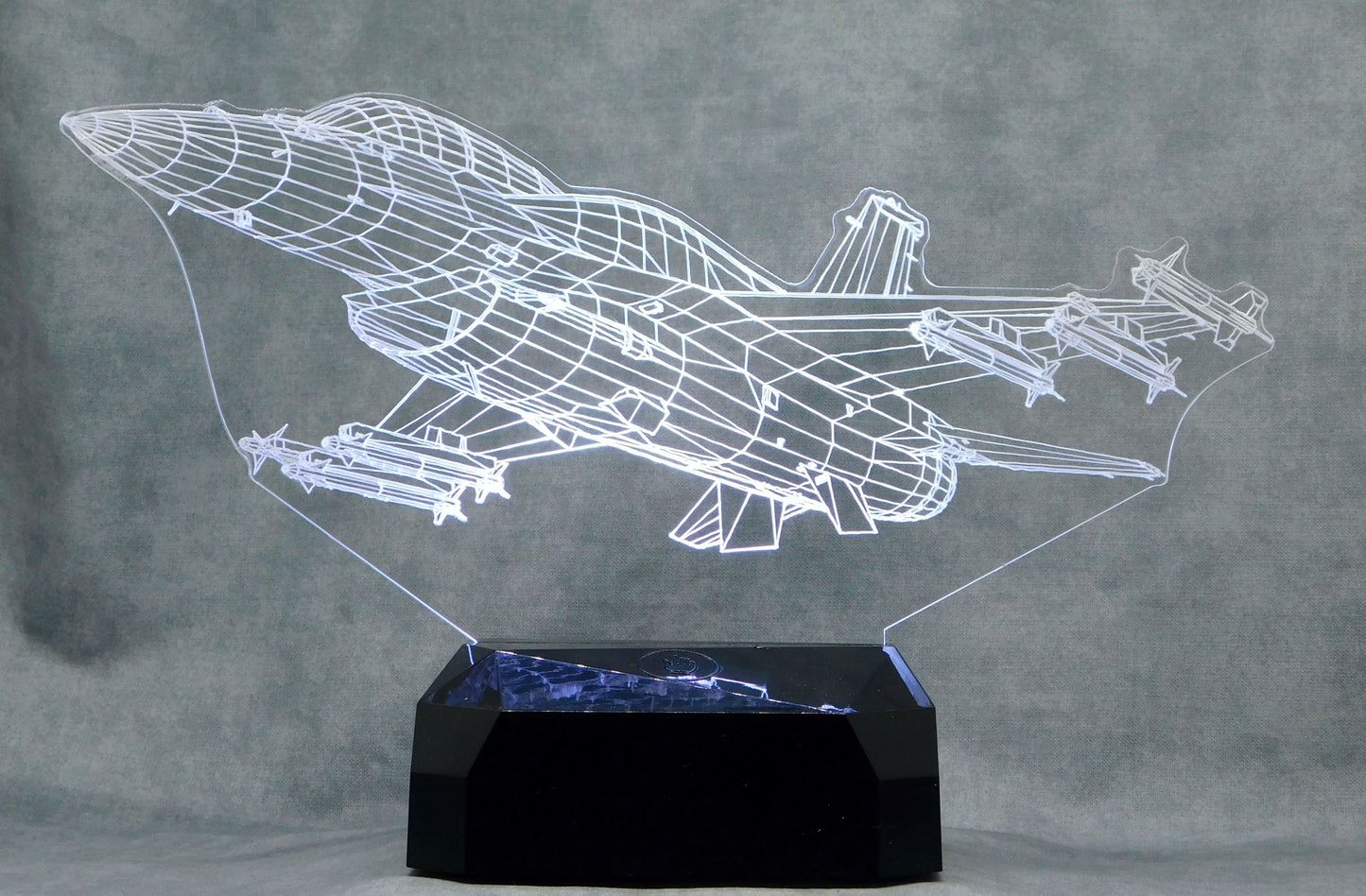 F-16 V2 Fighter Jet 3-D Optical Illusion Multicolored LED Lamp