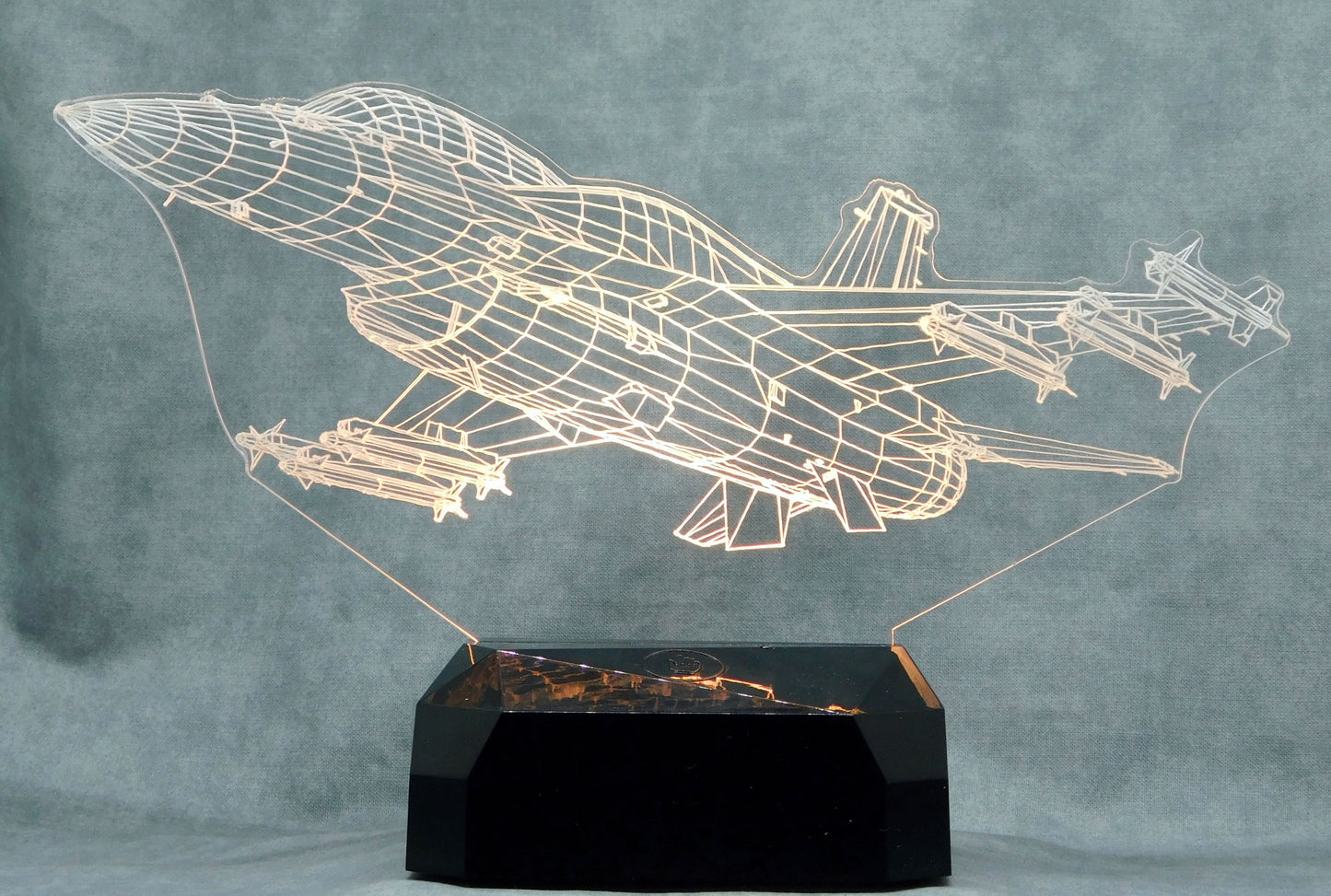 F-16 V2 Fighter Jet 3-D Optical Illusion Multicolored LED Lamp