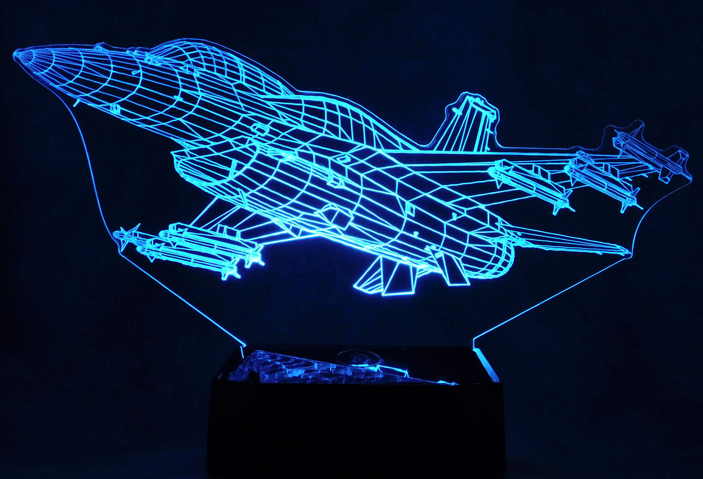 F-16 V2 Fighter Jet 3-D Optical Illusion Multicolored LED Lamp