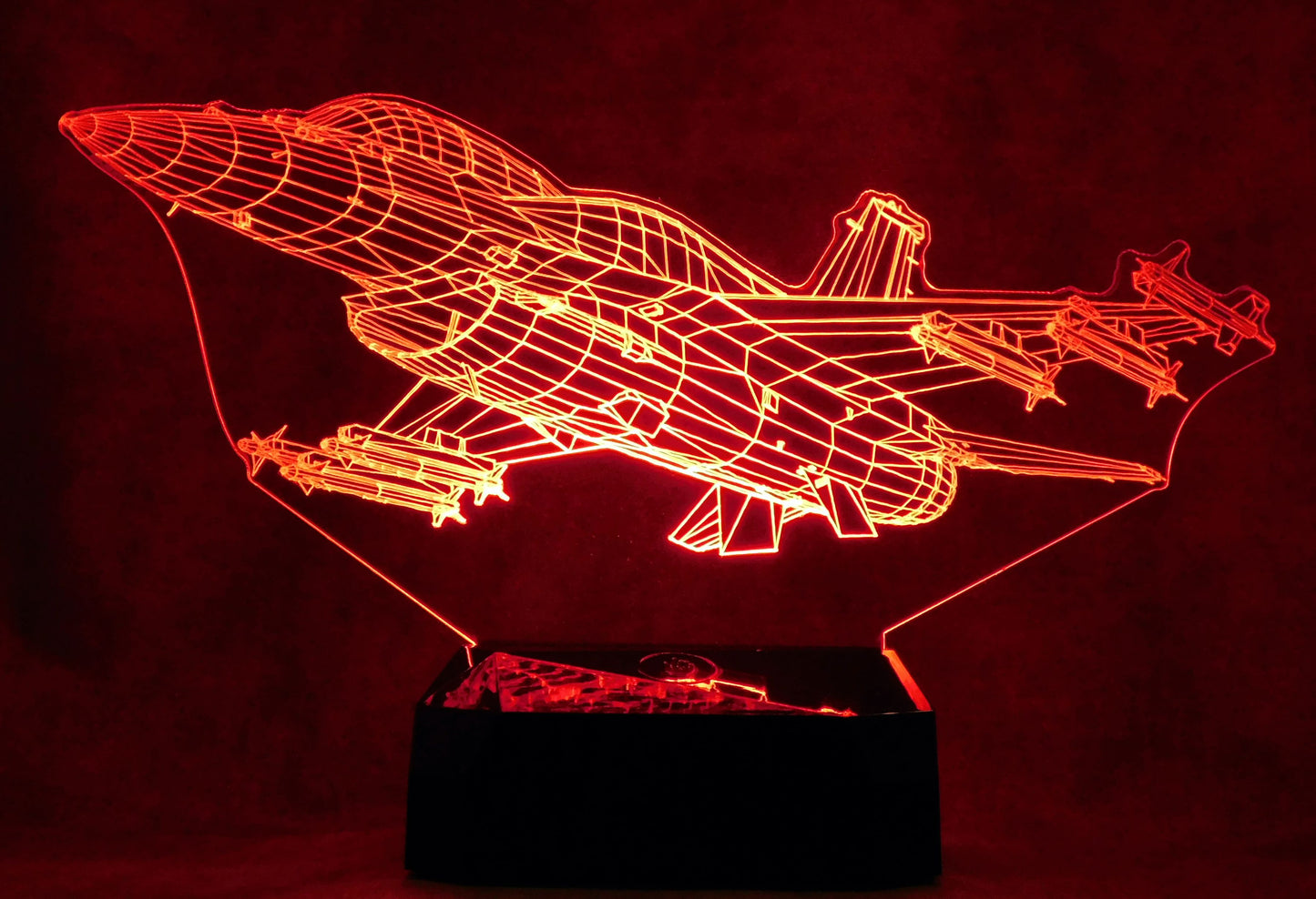 F-16 V2 Fighter Jet 3-D Optical Illusion Multicolored LED Lamp