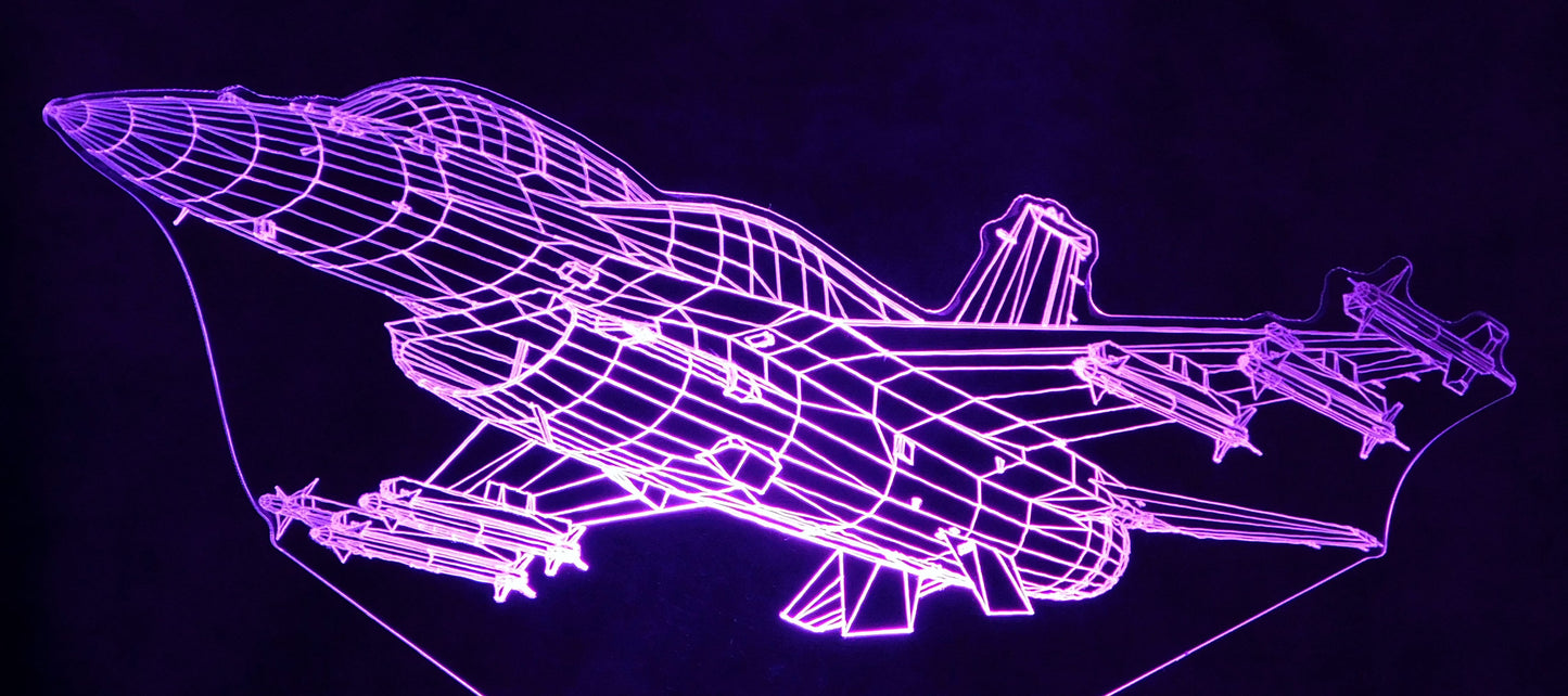 F-16 V2 Fighter Jet 3-D Optical Illusion Multicolored LED Lamp