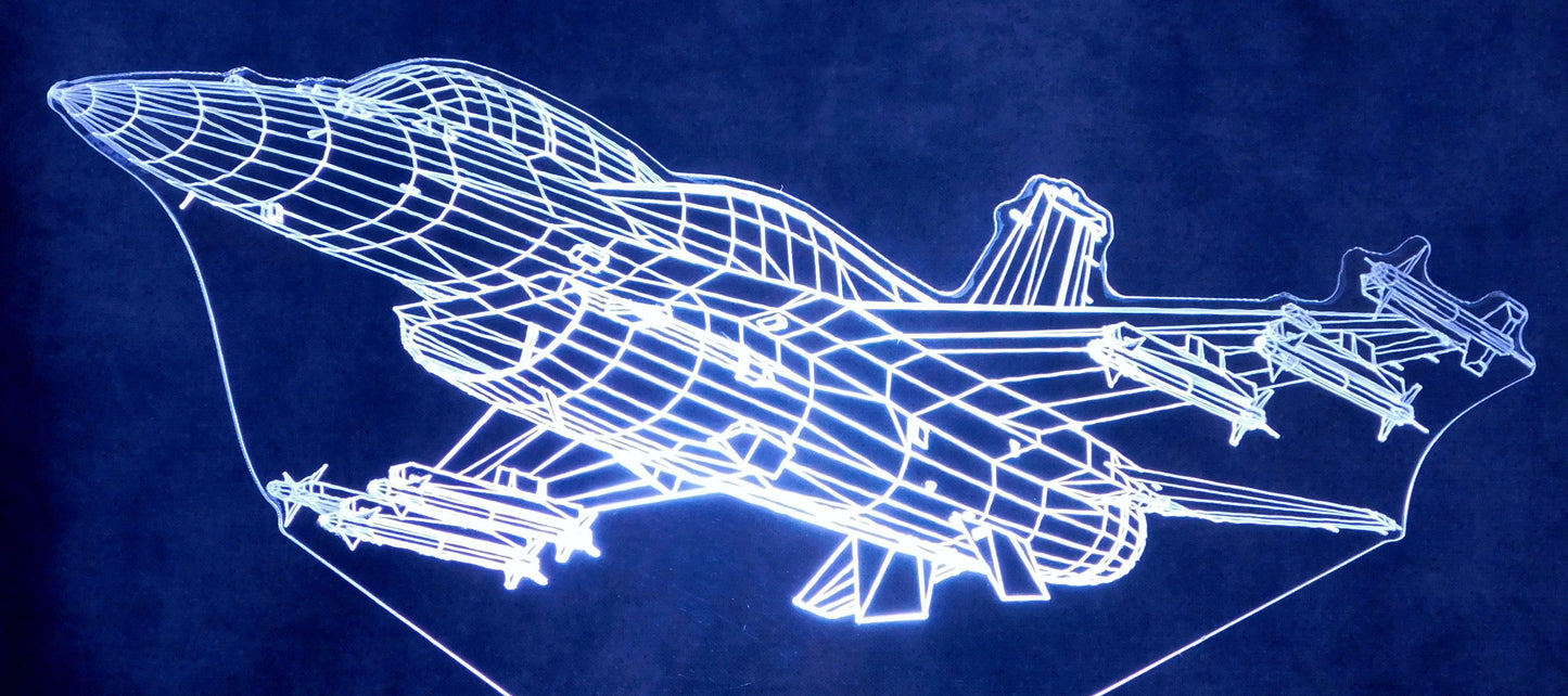 F-16 V2 Fighter Jet 3-D Optical Illusion Multicolored LED Lamp