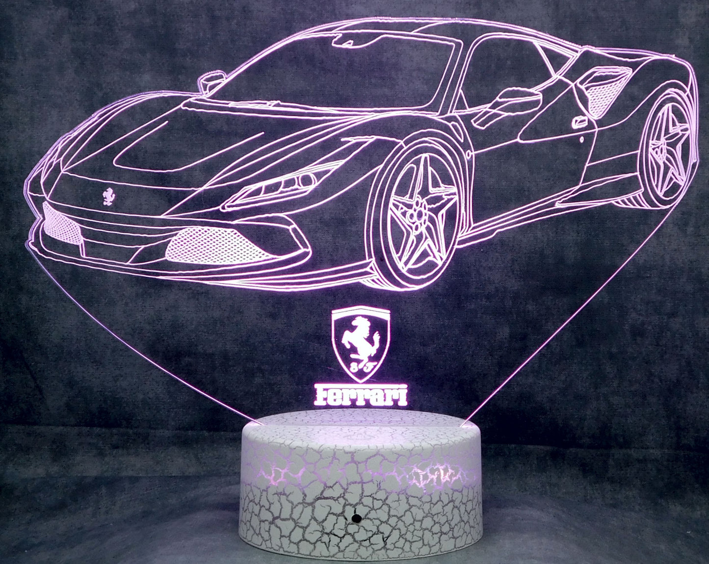 Ferrari F8 Tributo 3-D Optical Illusion Multicolored LED Lamp