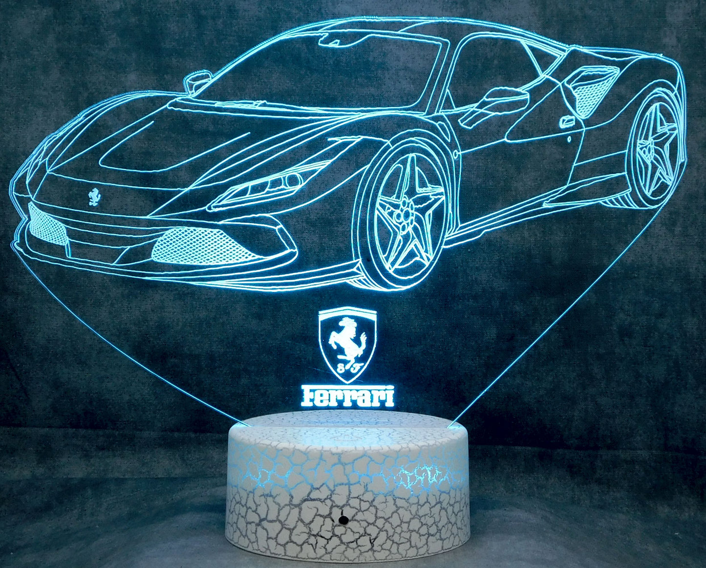 Ferrari F8 Tributo 3-D Optical Illusion Multicolored LED Lamp