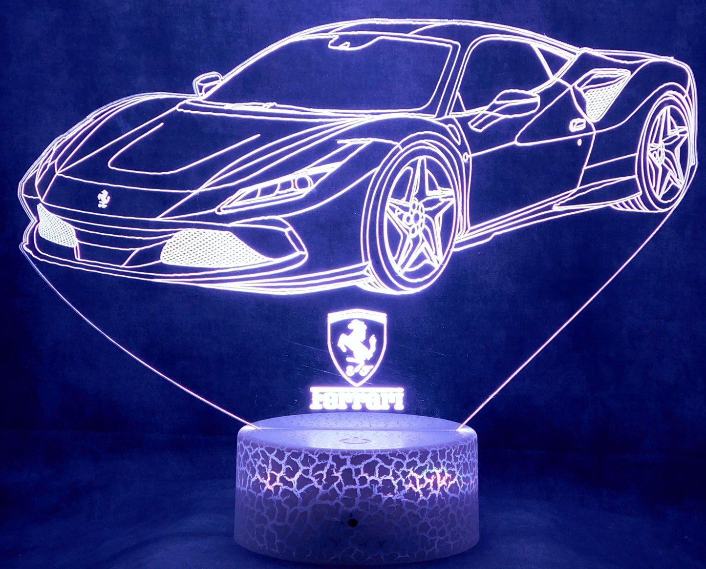 Ferrari F8 Tributo 3-D Optical Illusion Multicolored LED Lamp