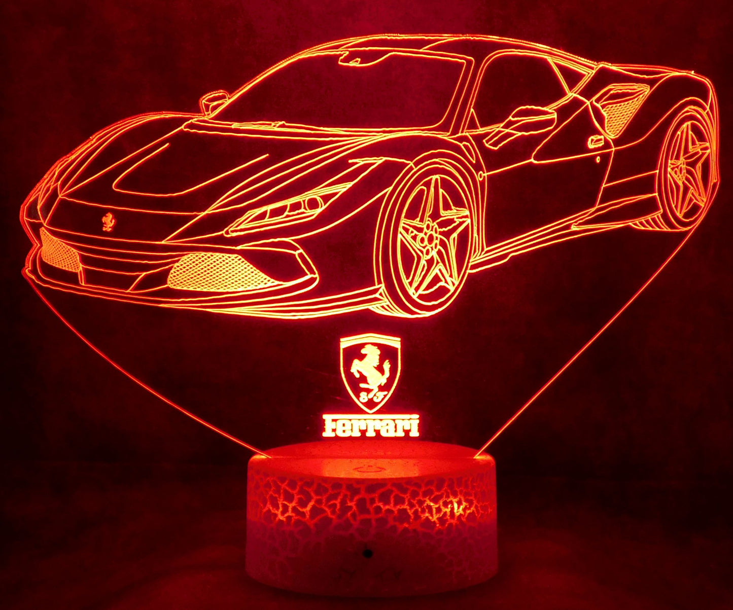 Ferrari F8 Tributo 3-D Optical Illusion Multicolored LED Lamp