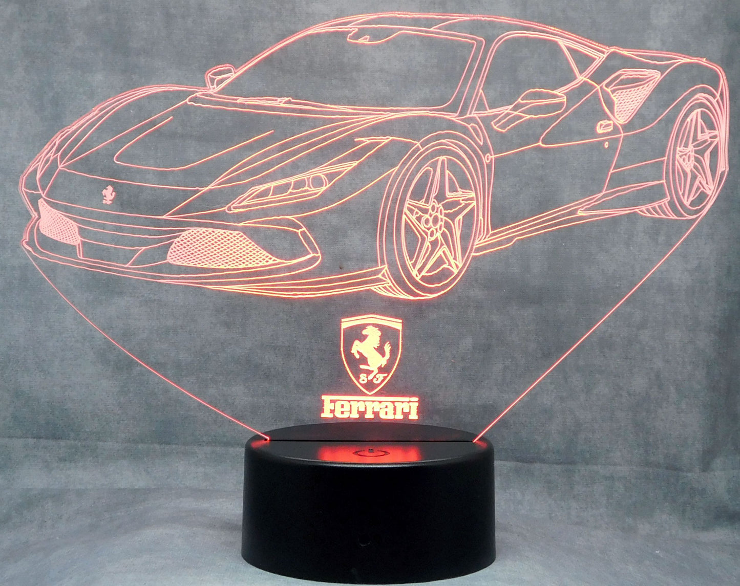 Ferrari F8 Tributo 3-D Optical Illusion Multicolored LED Lamp