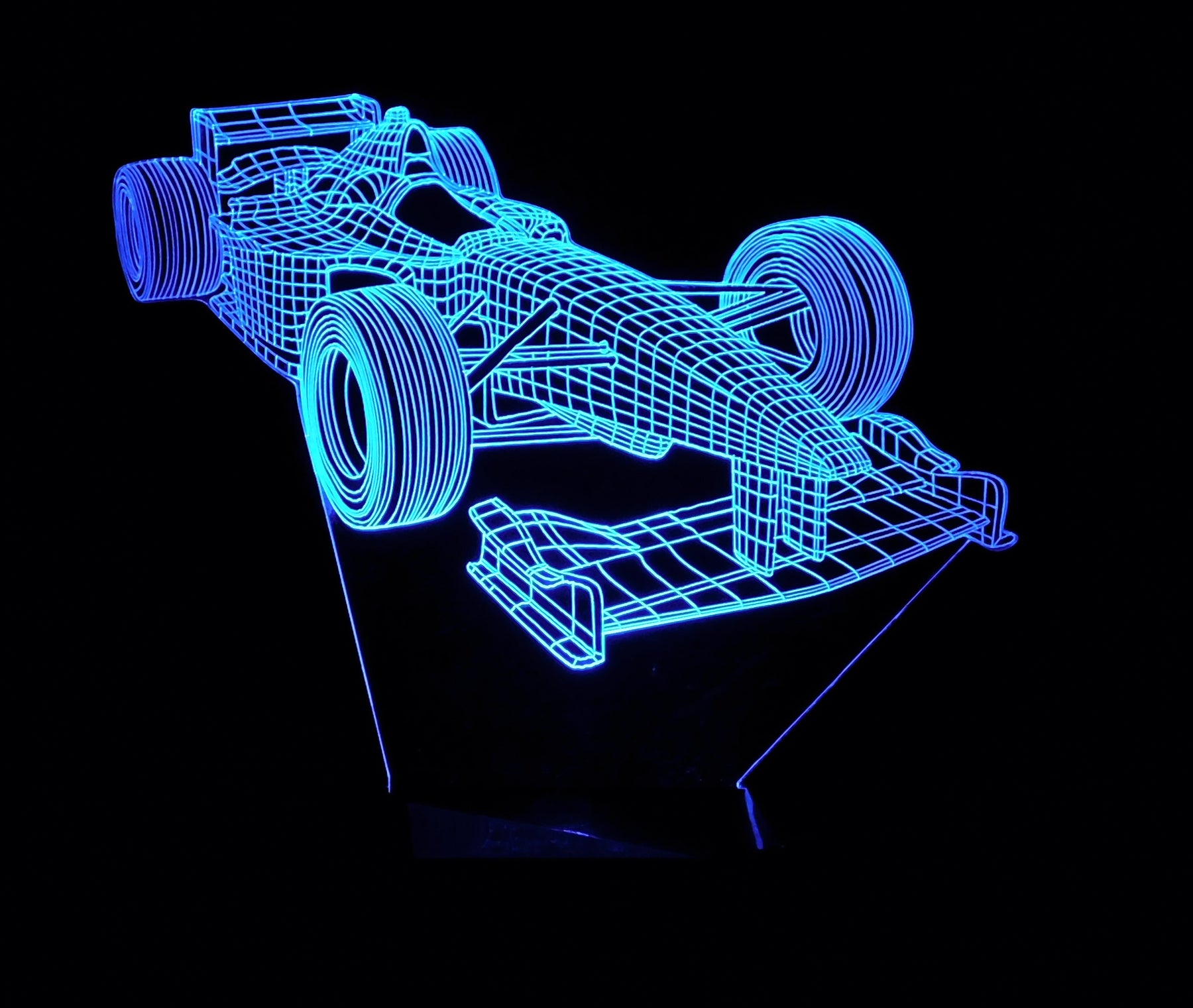 Formula One Race Car 3-D Optical Illusion Multicolored Light