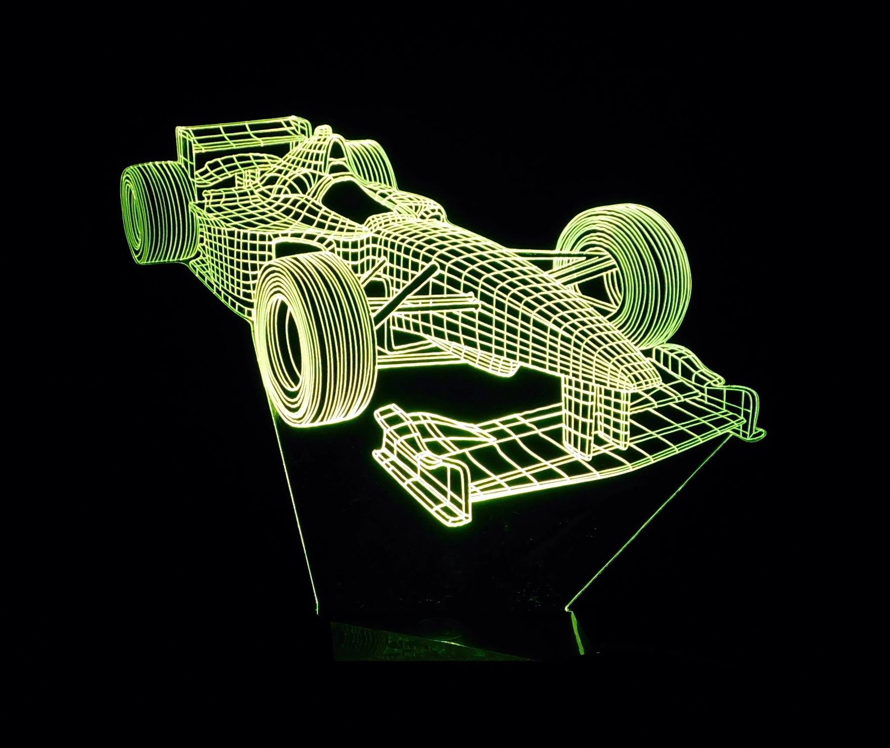 Formula One Race Car 3-D Optical Illusion Multicolored Light