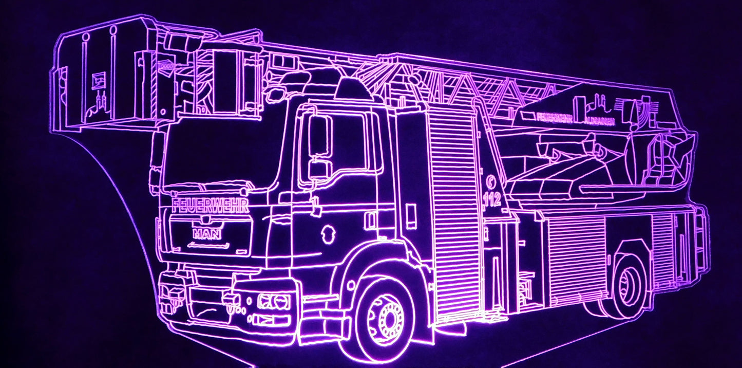 Fire Engine Ladder Truck 3-D Optical Illusion Multicolored Light