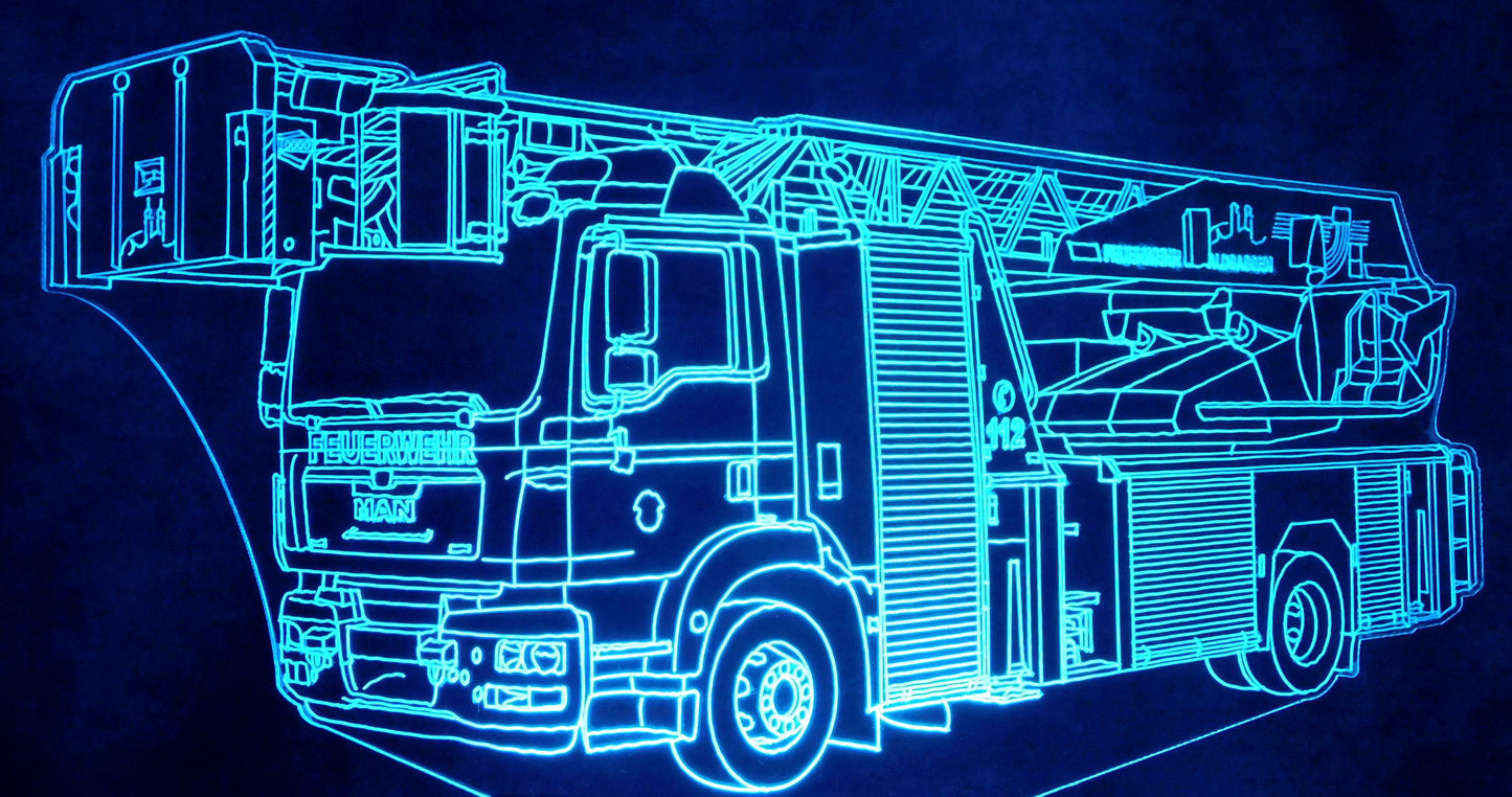 Fire Engine Ladder Truck 3-D Optical Illusion Multicolored Light