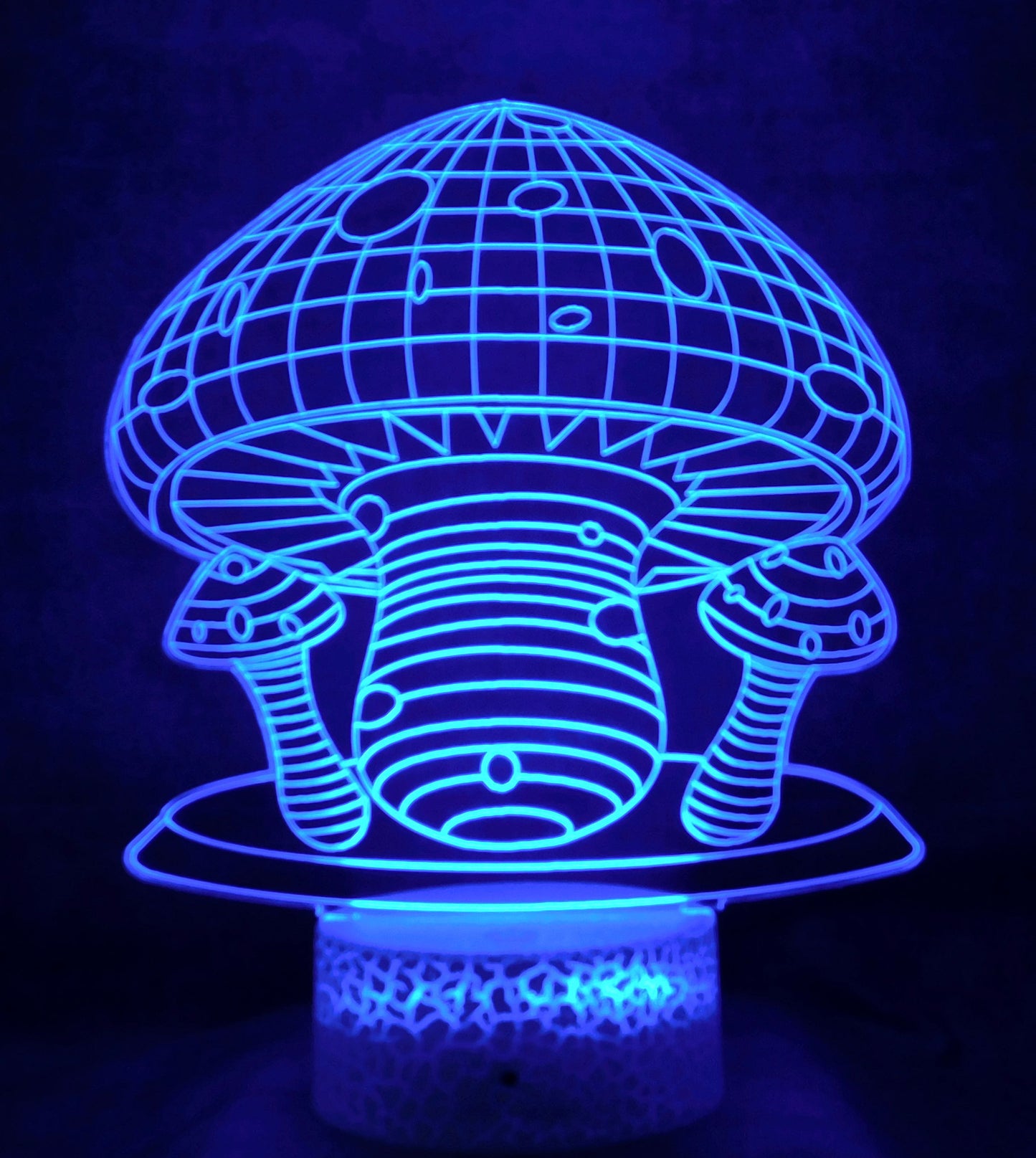 Mushroom 3-D Optical Illusion Multicolored Light