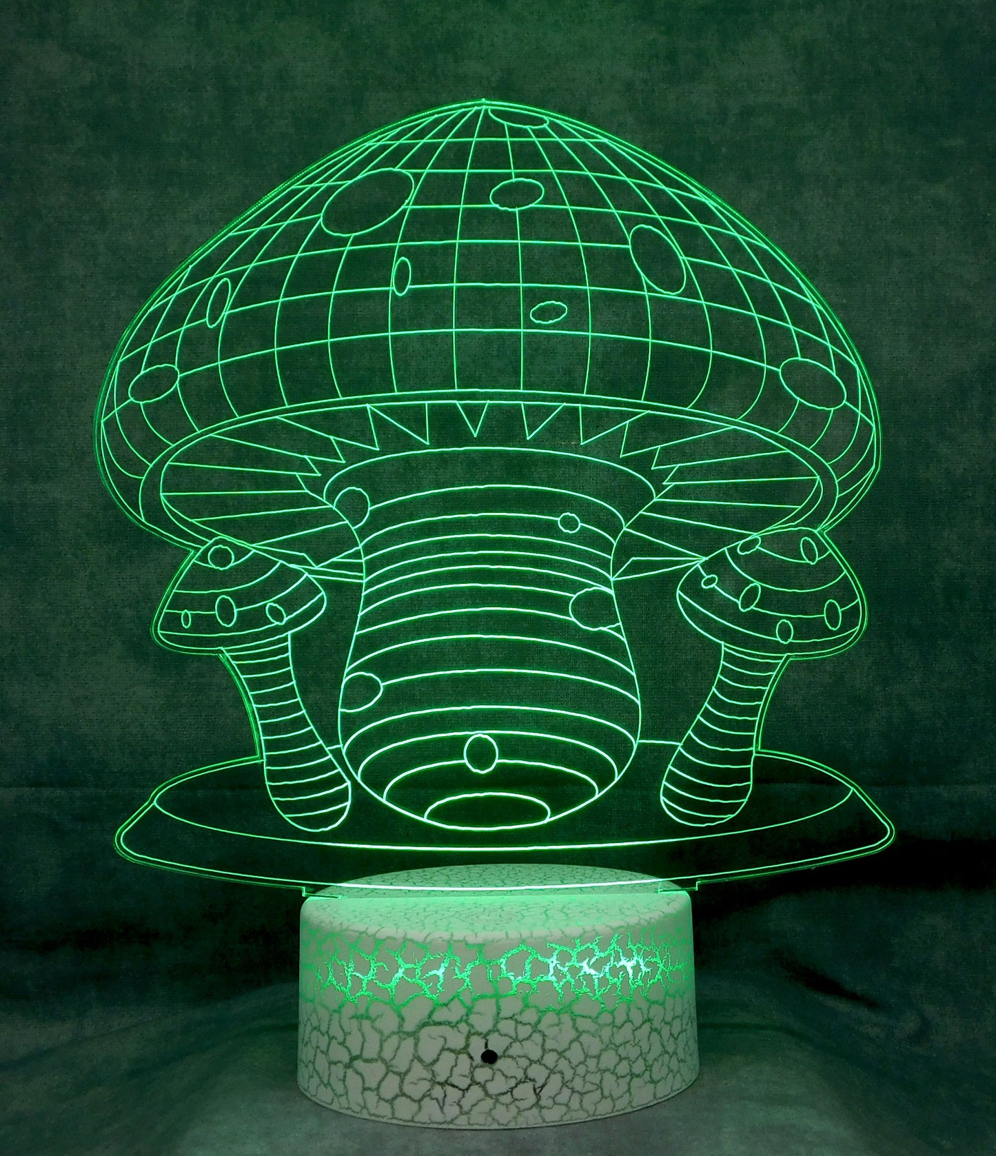 Mushroom 3-D Optical Illusion Multicolored Light