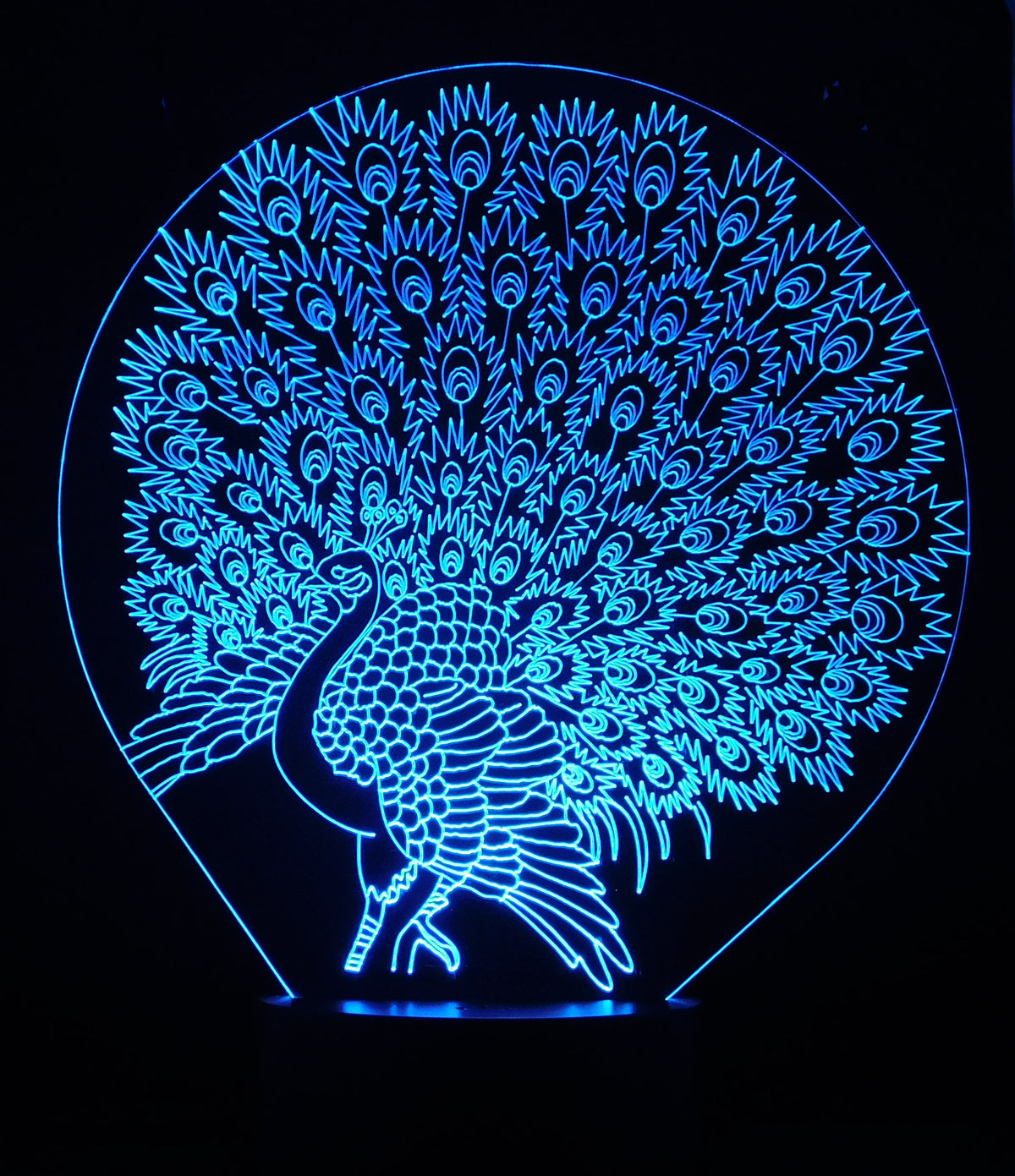 Peacock 3-D Optical Illusion Multicolored Light