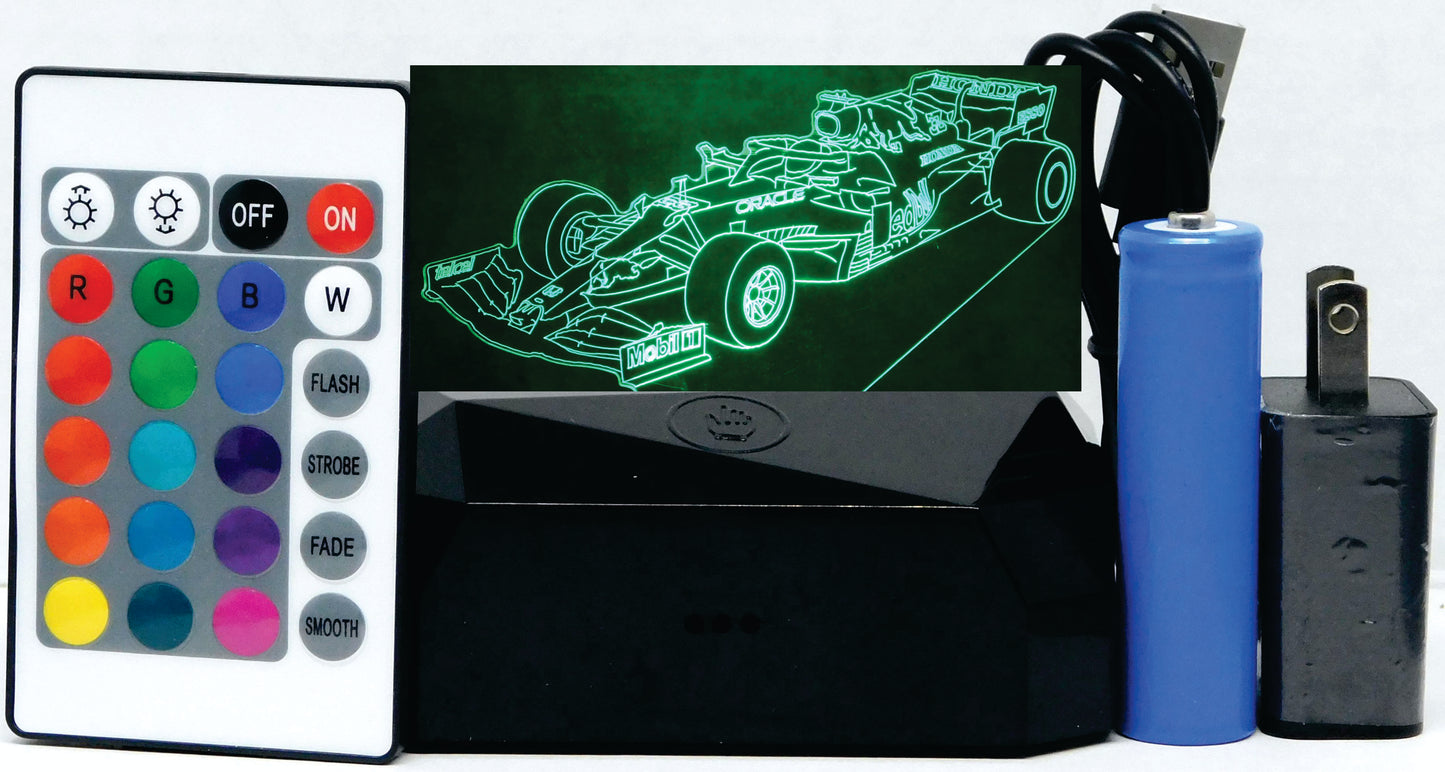 Red Bull F-1 Race Car 3-D Optical Illusion Multicolored Light