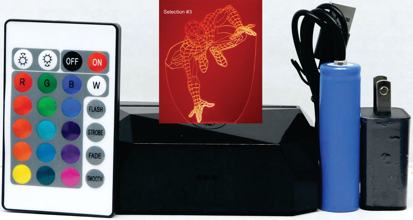 Spiderman Selection 3-D Optical Illusion Multicolored Lamp