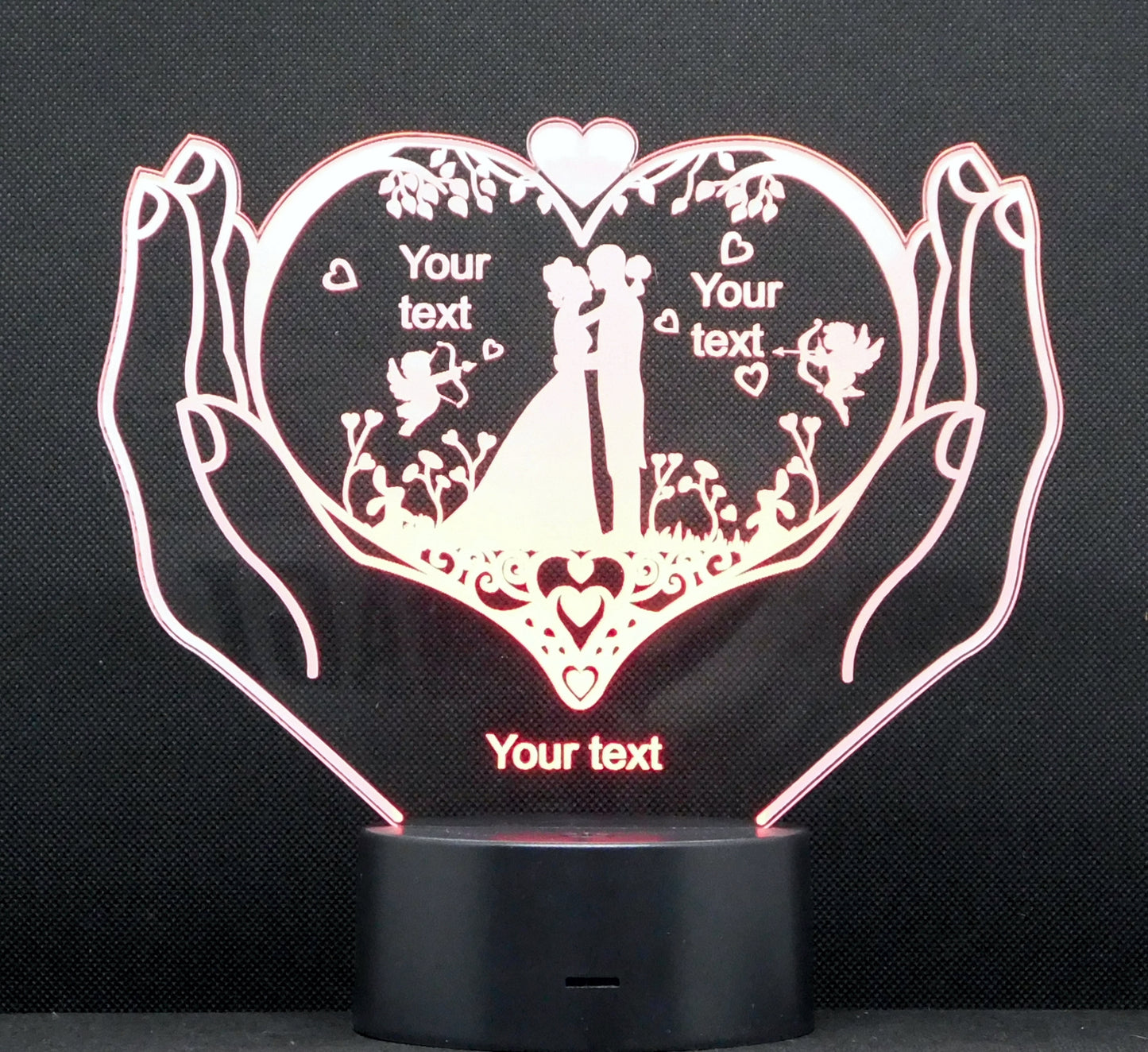 Wedding Pair Hands 3-D Optical Illusion Multicolored Lamp