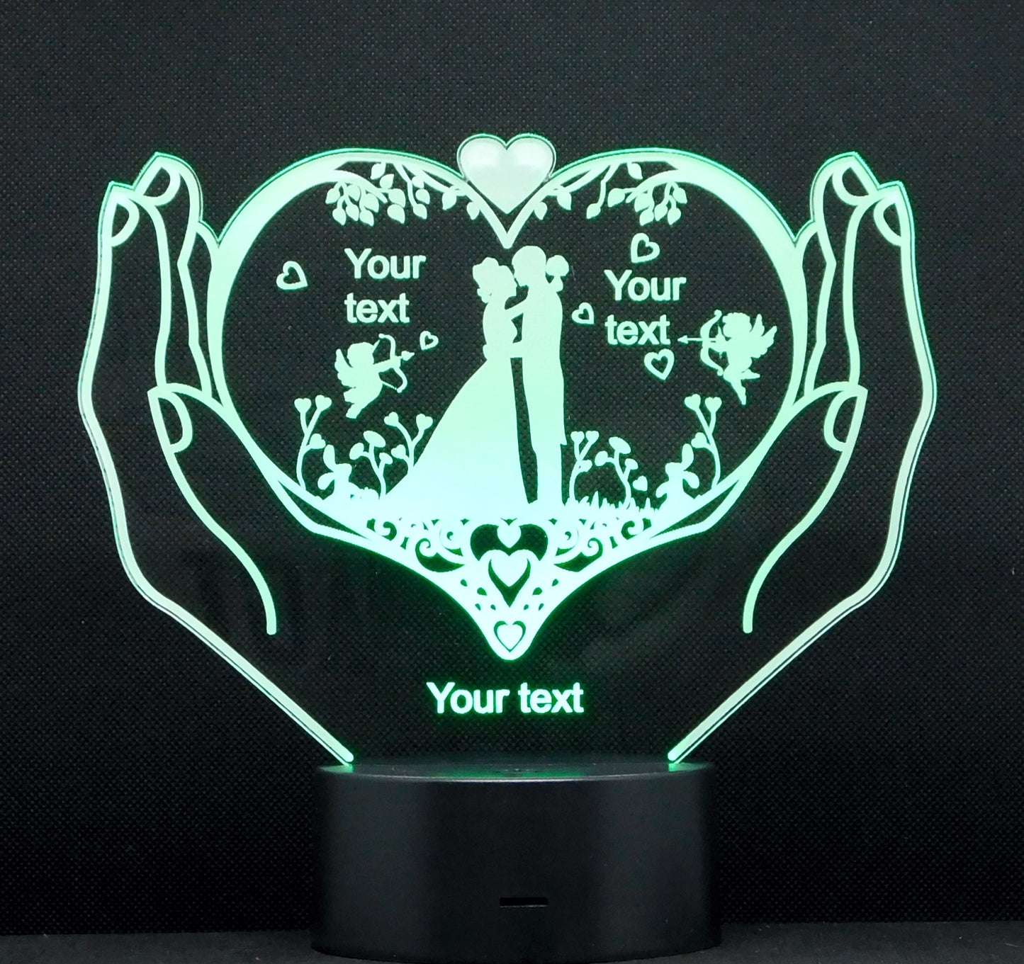 Wedding Pair Hands 3-D Optical Illusion Multicolored Lamp