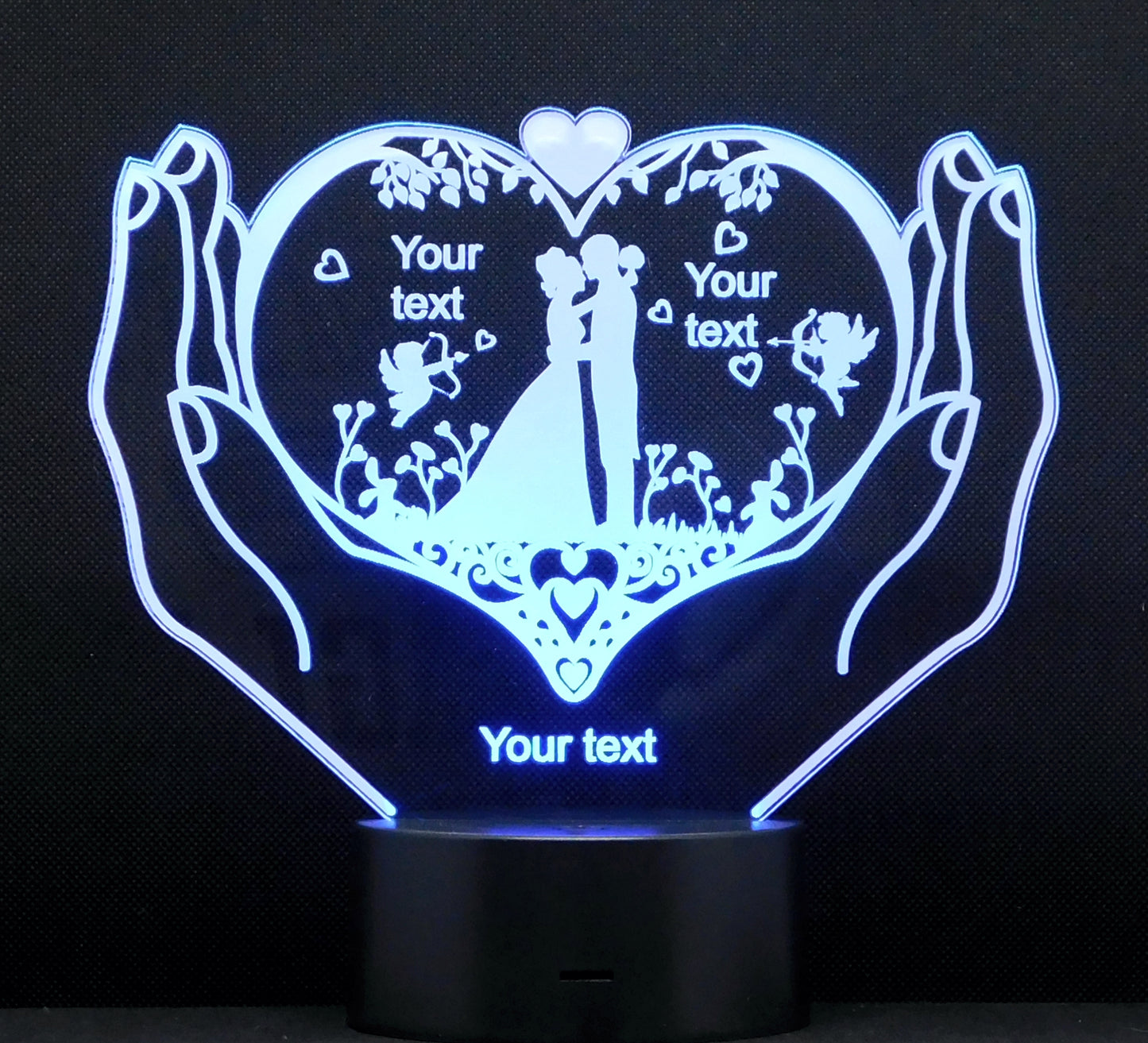 Wedding Pair Hands 3-D Optical Illusion Multicolored Lamp