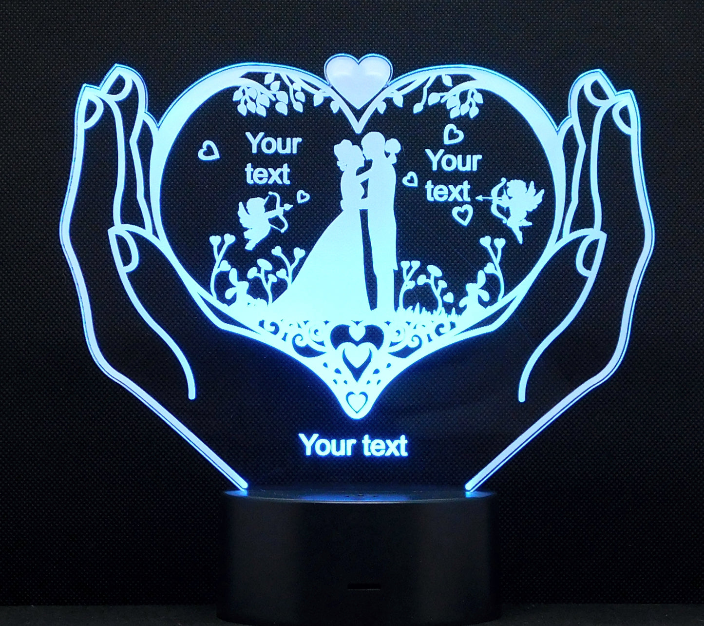 Wedding Pair Hands 3-D Optical Illusion Multicolored Lamp