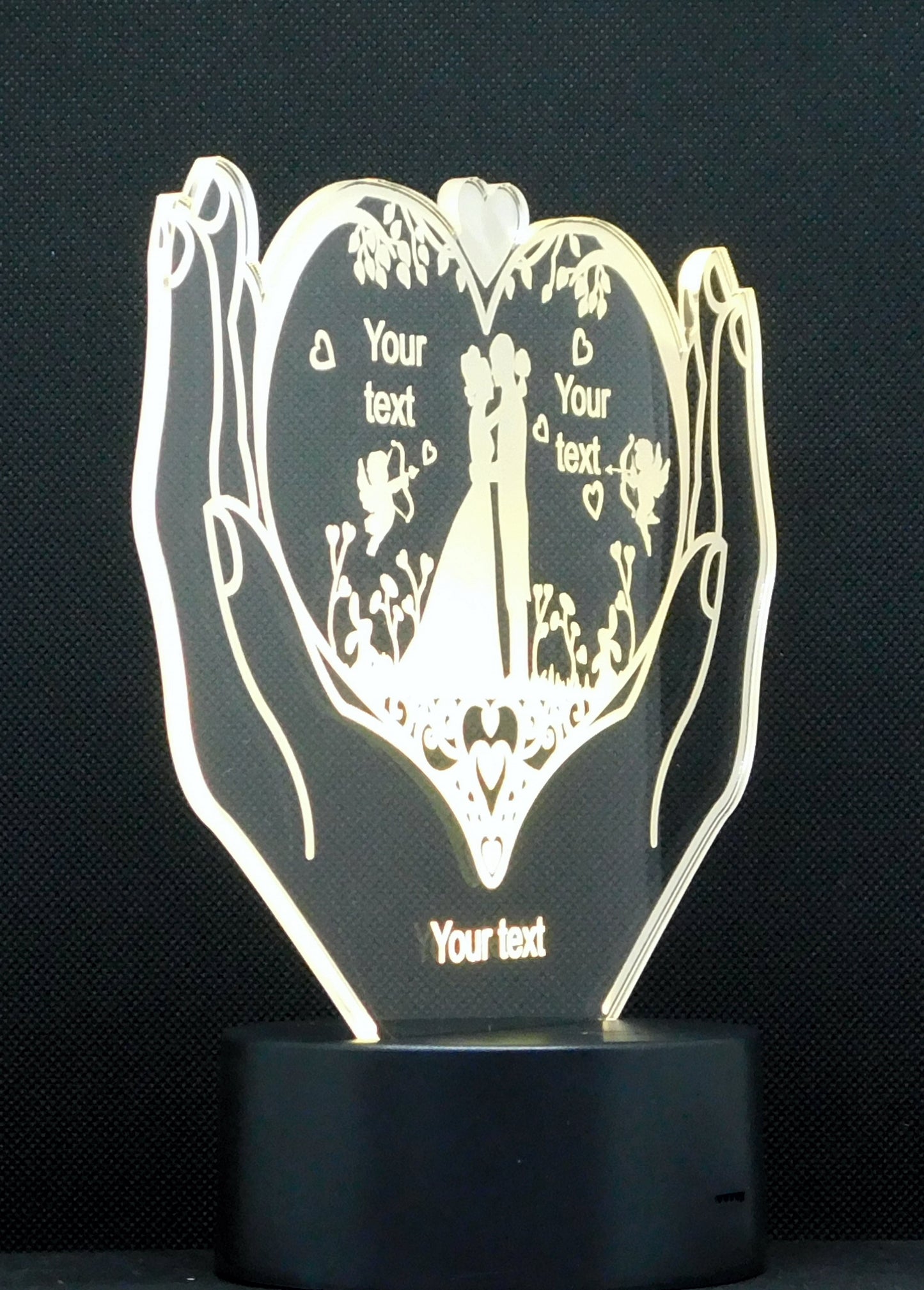 Wedding Pair Hands 3-D Optical Illusion Multicolored Lamp