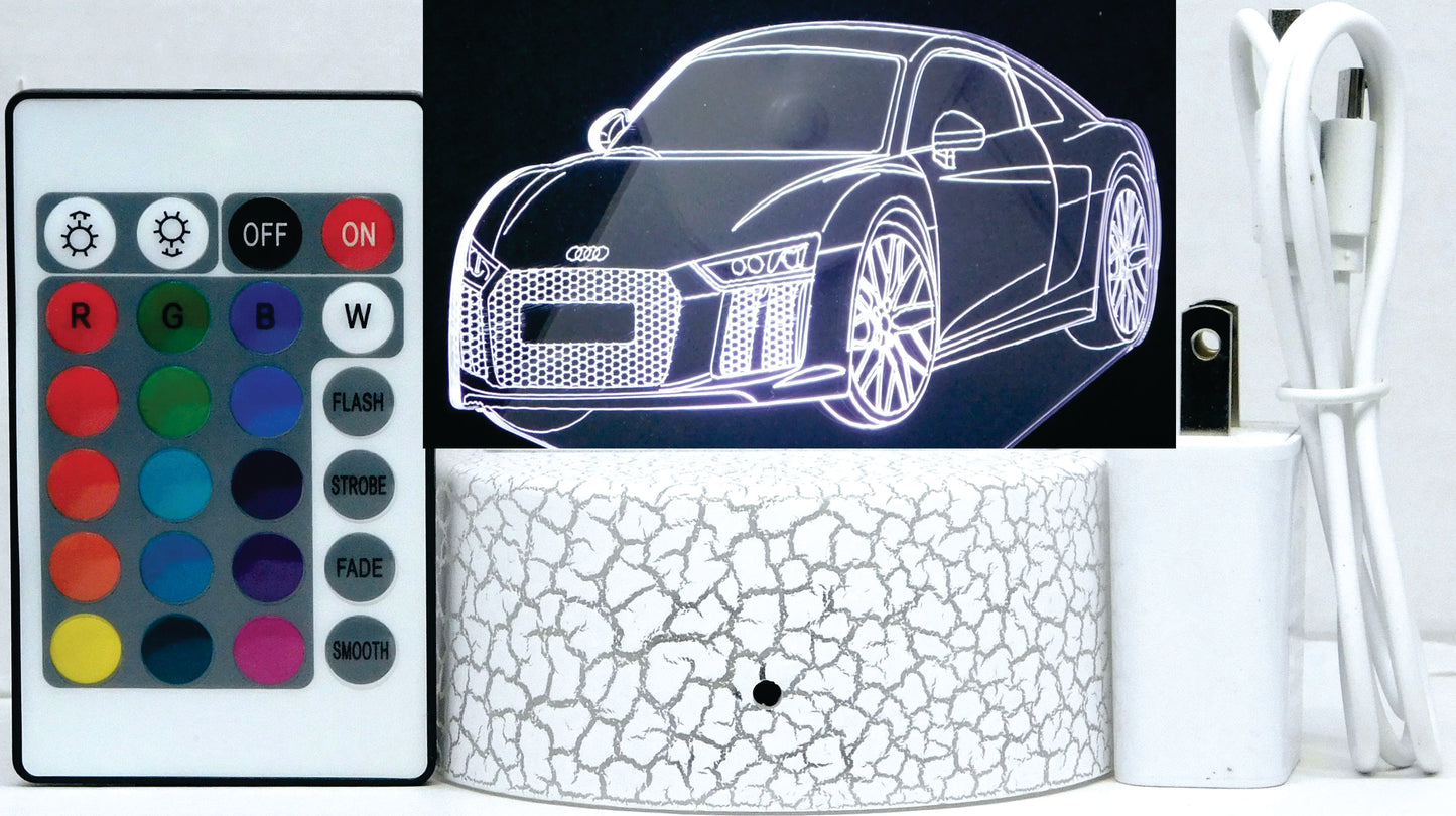 Audi R8 3-D Optical Illusion Multicolored Light