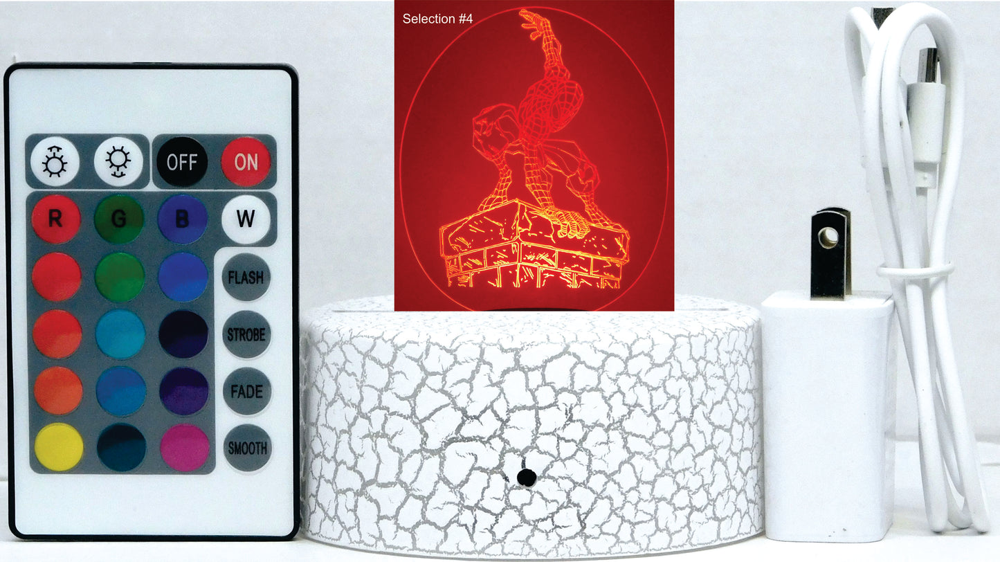 Spiderman Selection 3-D Optical Illusion Multicolored Lamp