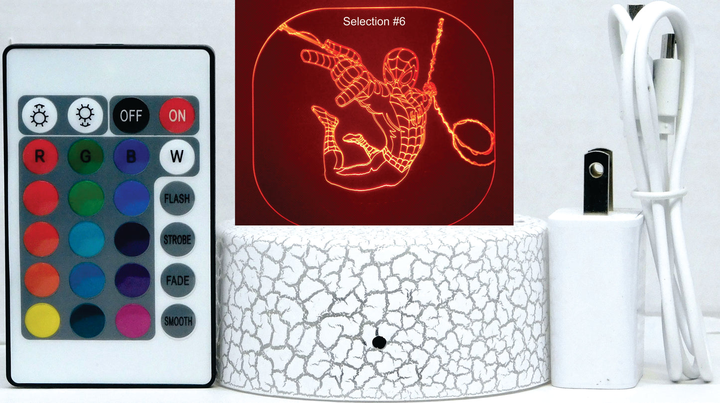 Spiderman Selection 3-D Optical Illusion Multicolored Lamp