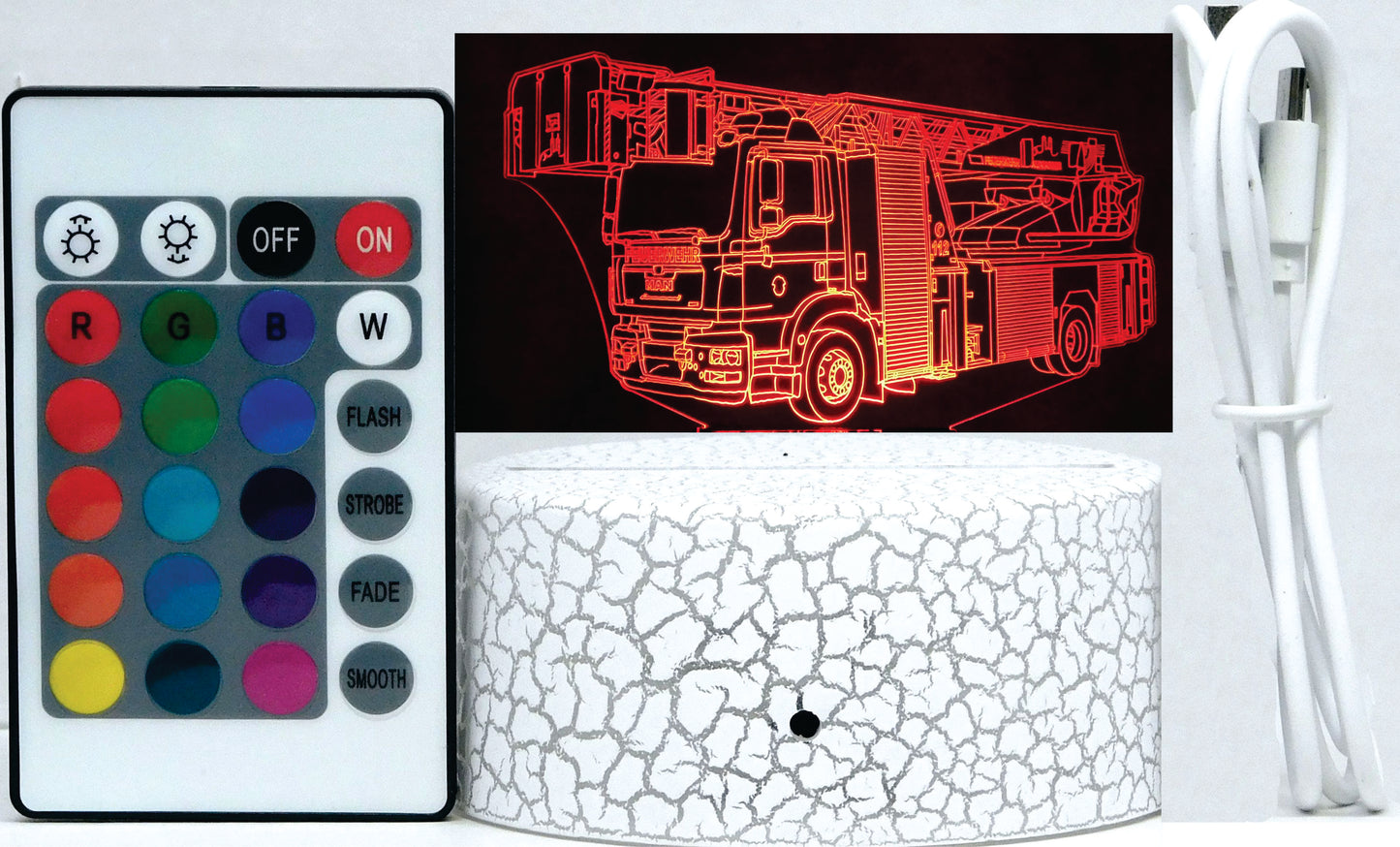 Fire Engine Ladder Truck 3-D Optical Illusion Multicolored Light