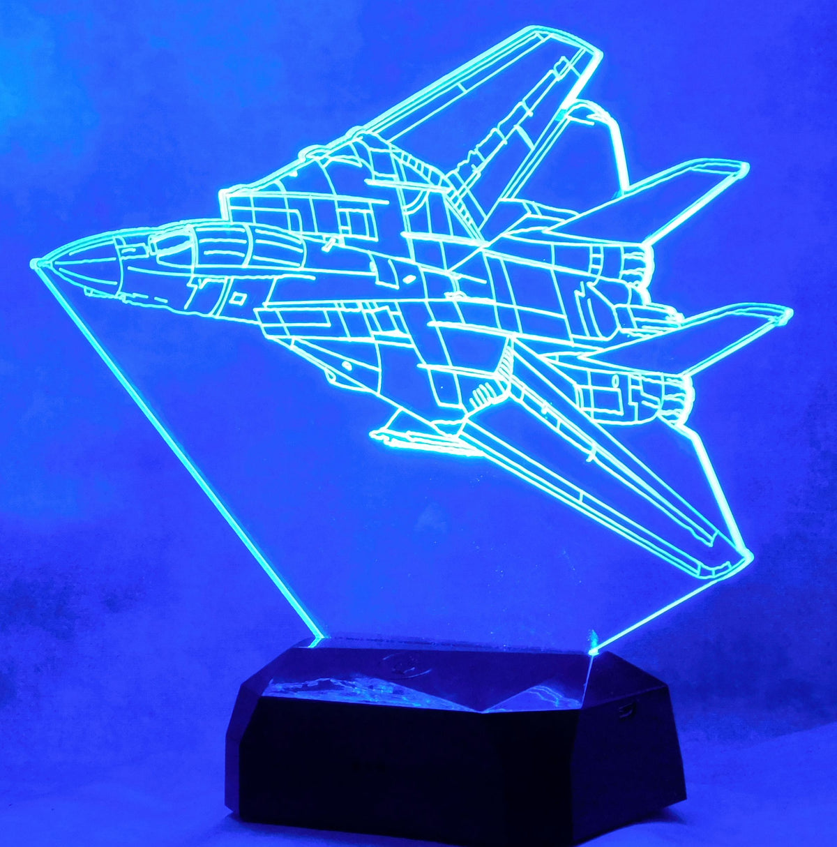 F-14 Tomcat Fighter Jet 3-D Optical Illusion Multicolored LED Lamp